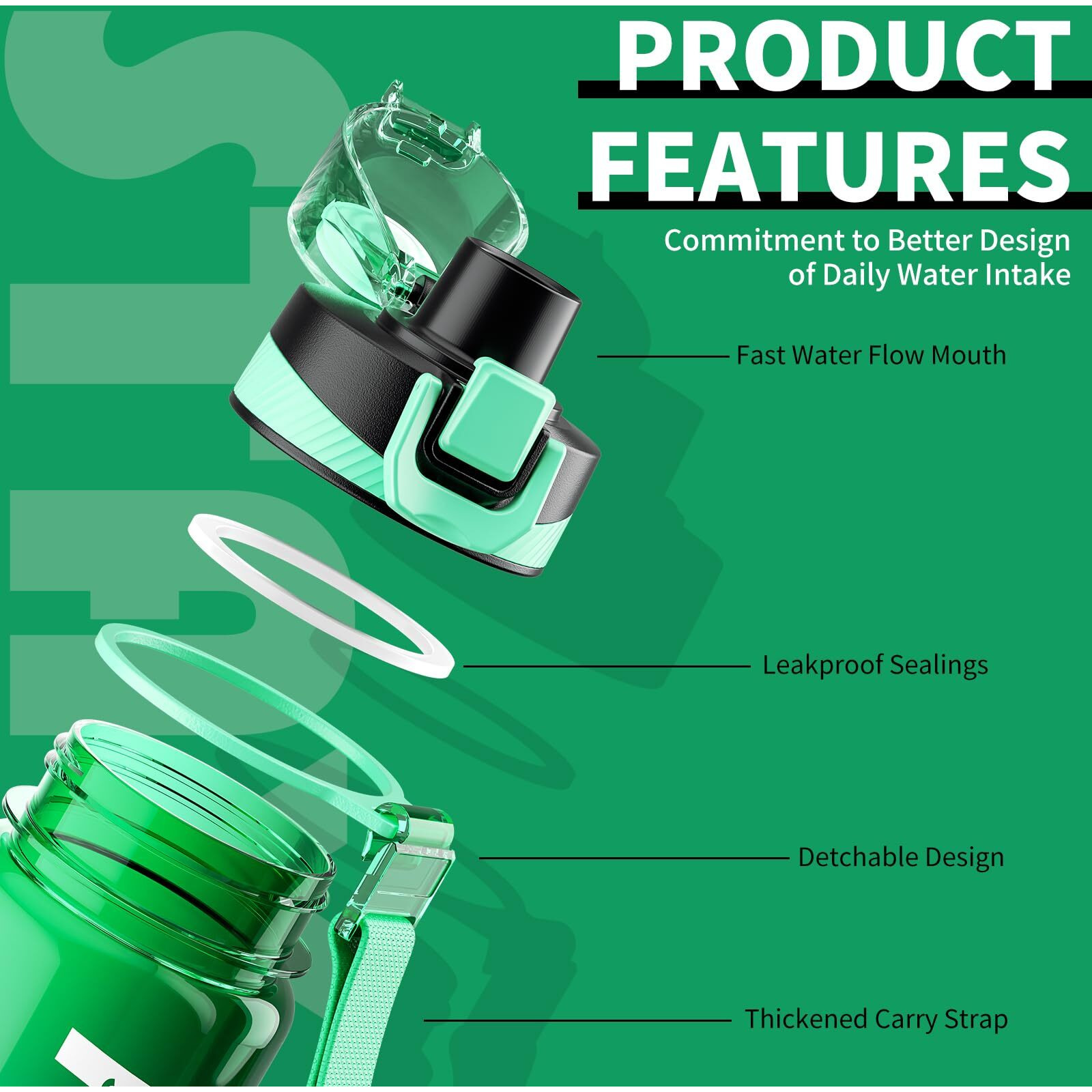 Water Bottle  32 Oz Motivational Water Bottles With Time Marker-Tritan & Bpa Free  Sports Water Bottle With Time To Drink & Strap  Wide Mouth  Leakproof -Gift For Christmas Gym Fitness & Outdoor