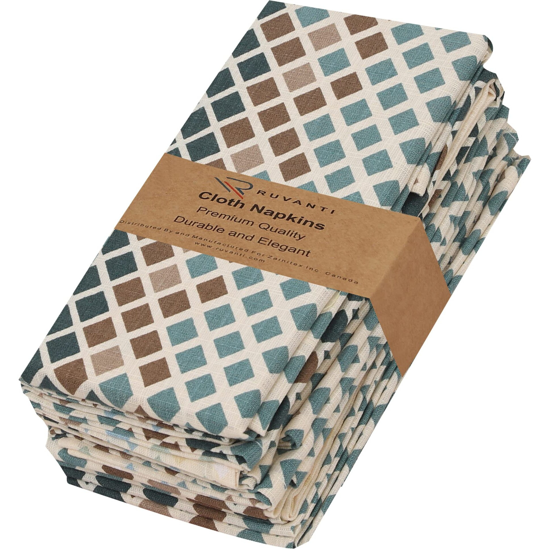 Ruvanti Cloth Napkins Set Of 6 Cotton 100%  18X18 Inches Napkins Cloth Washable  Soft  Absorbent. Cotton Napkins For Parties  Christmas  Thanksgiving  Weddings  Dinner Napkins Cloth - Faded