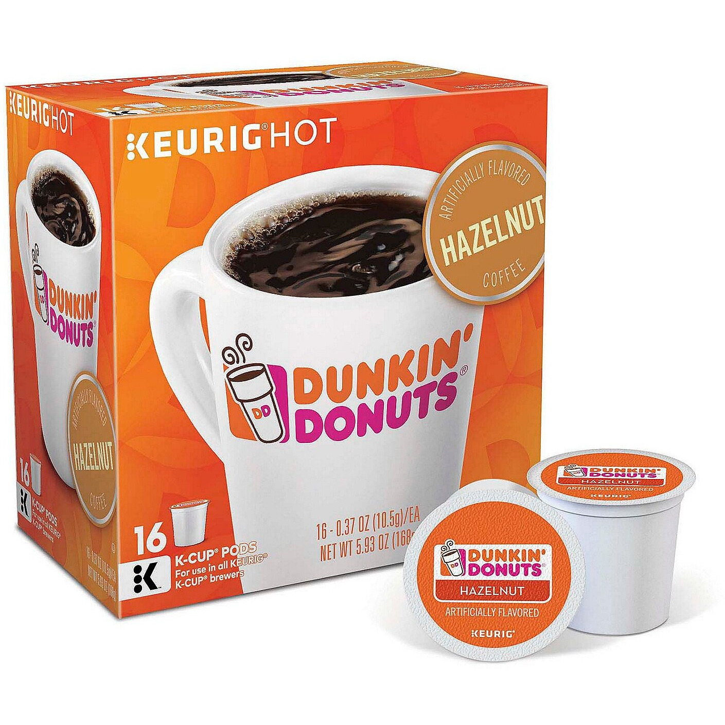 Dunkin' Hazelnut Coffee 16 Count K-Cup Pods (Packaging May Vary)