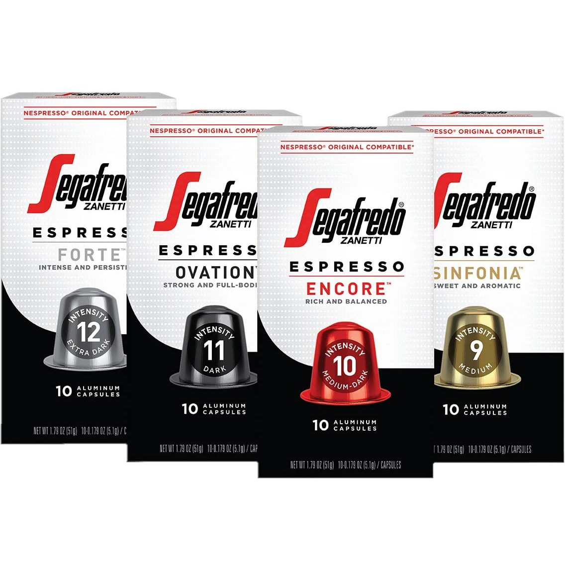 Segafredo Zanetti Espresso Capsules  Variety Pack  Compatible With Nespresso Original Machines  40 Count Aluminum Pods