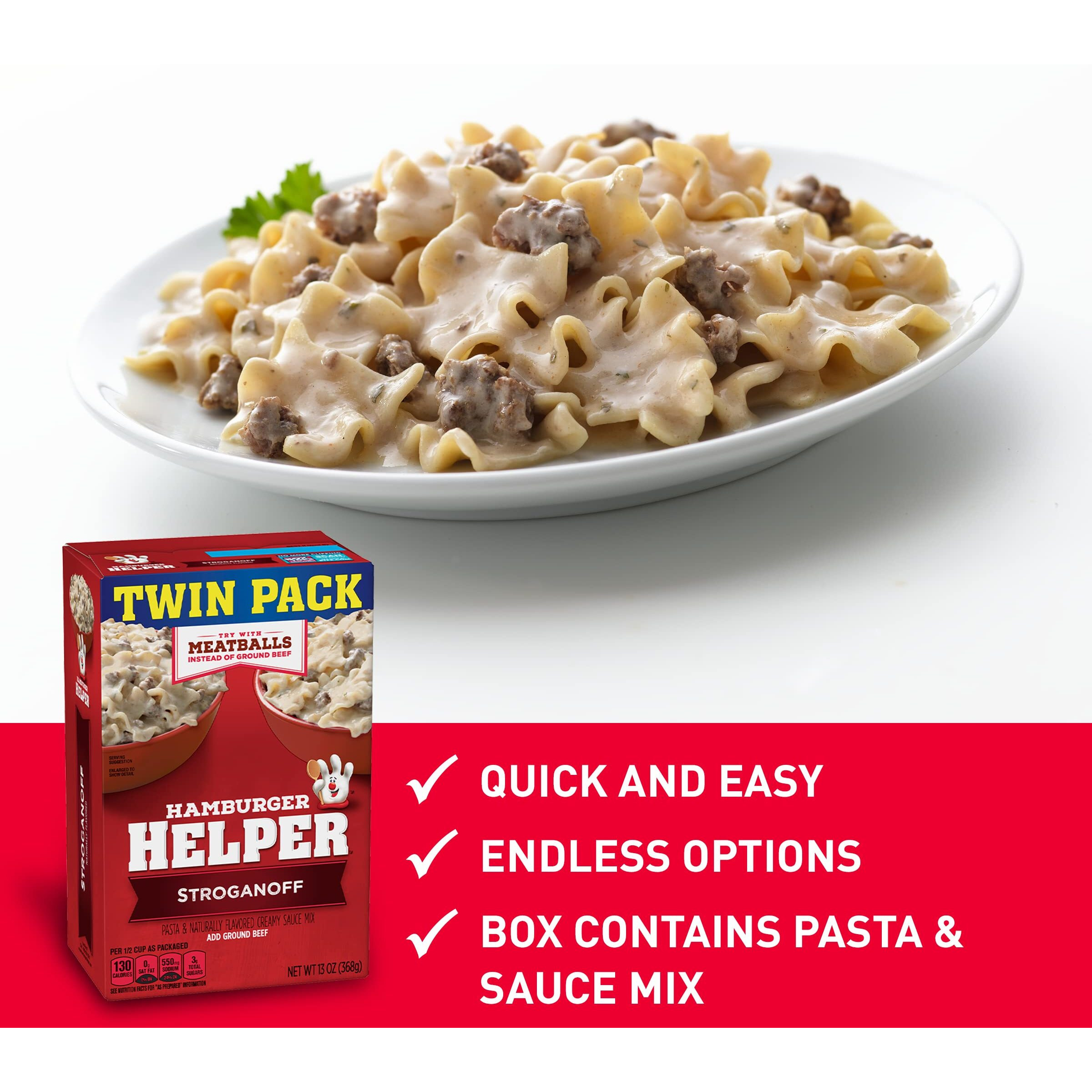 Betty Crocker Hamburger Helper Stroganoff  Pasta & Creamy Sauce Mix  Twin Pack  13 Oz