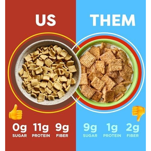 Catalina Crunch Cinnamon Toast Cereal 4 Pack | Low Carb  Sugar Free  Gluten Free | Keto Snacks  Vegan  Plant Based Protein