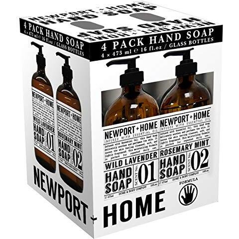 4 Bottles  Newport + Home Hand Soap  2 Rosemary Mint  2 Wild Lavender 16Oz  Infused With Essential Oil  By Home & Body Co