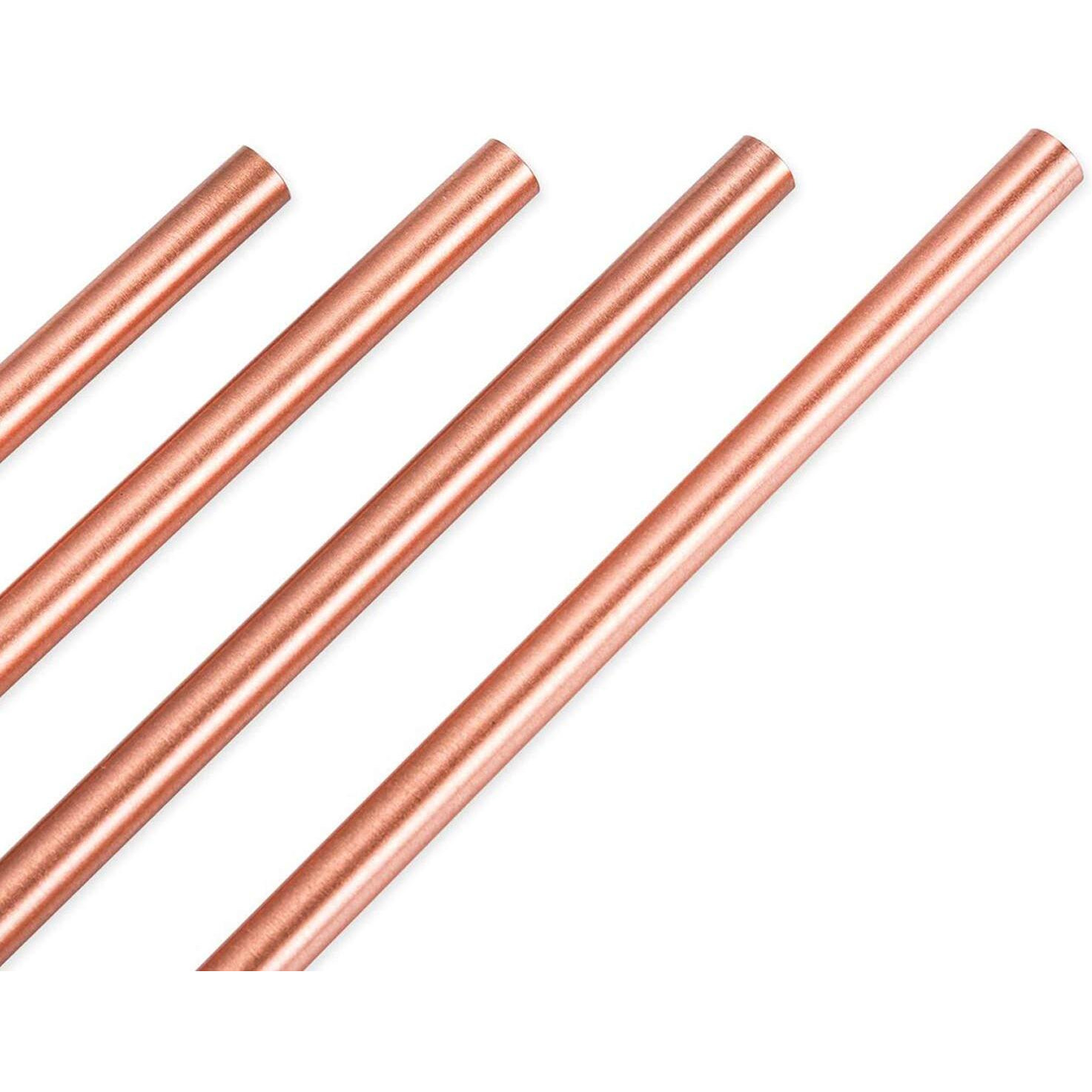 Copper Drinking Straws Gift Set- 8.5 Inch Long Authentic Handcrafts Copper Straws With Cleaning Brush For Moscow Mule Mug (Set Of 4)
