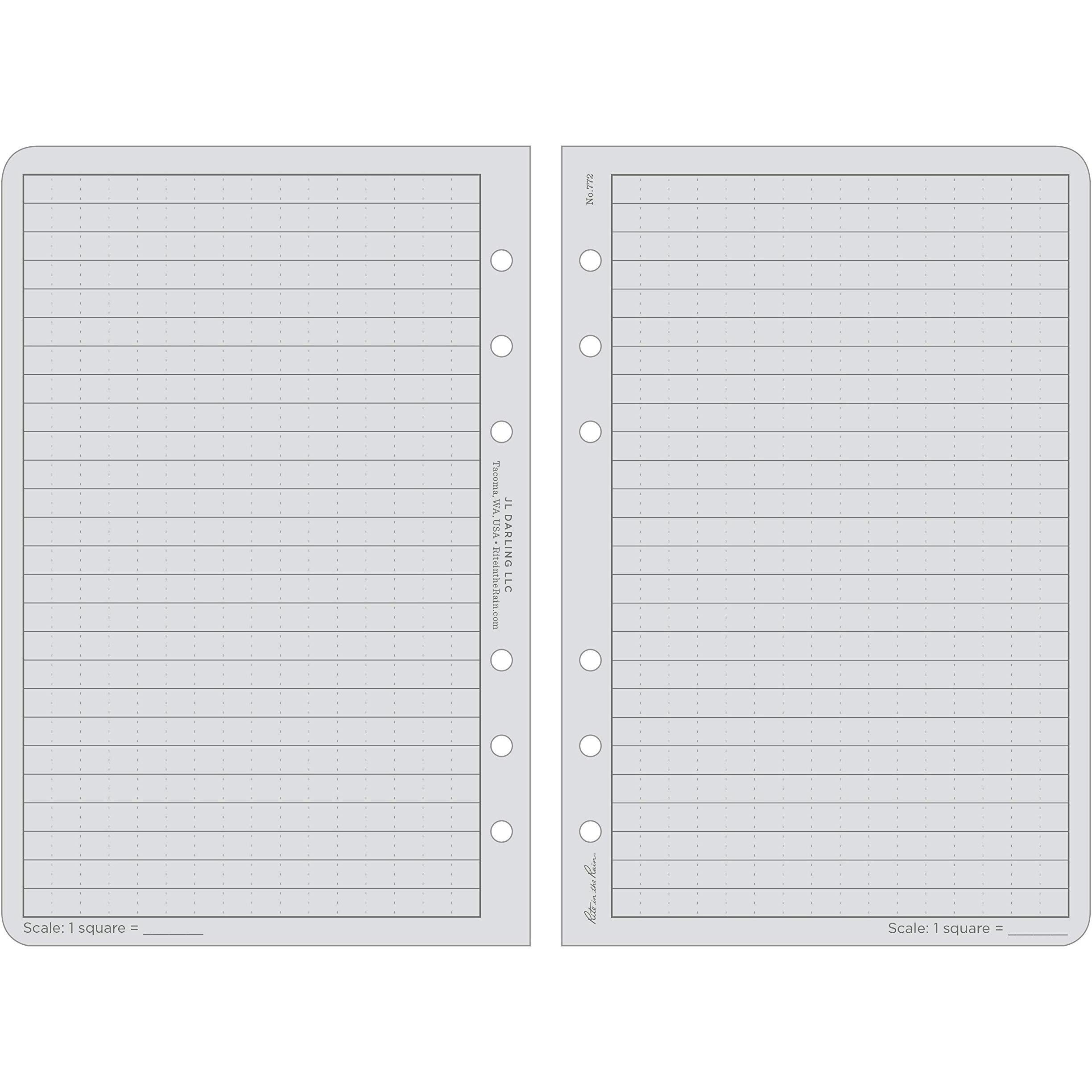 Rite In The Rain Weatherproof Loose Leaf Paper  4 5/8"" X 7""  32 Gray  Universal Pattern  100 Sheet Pack (No. 772)