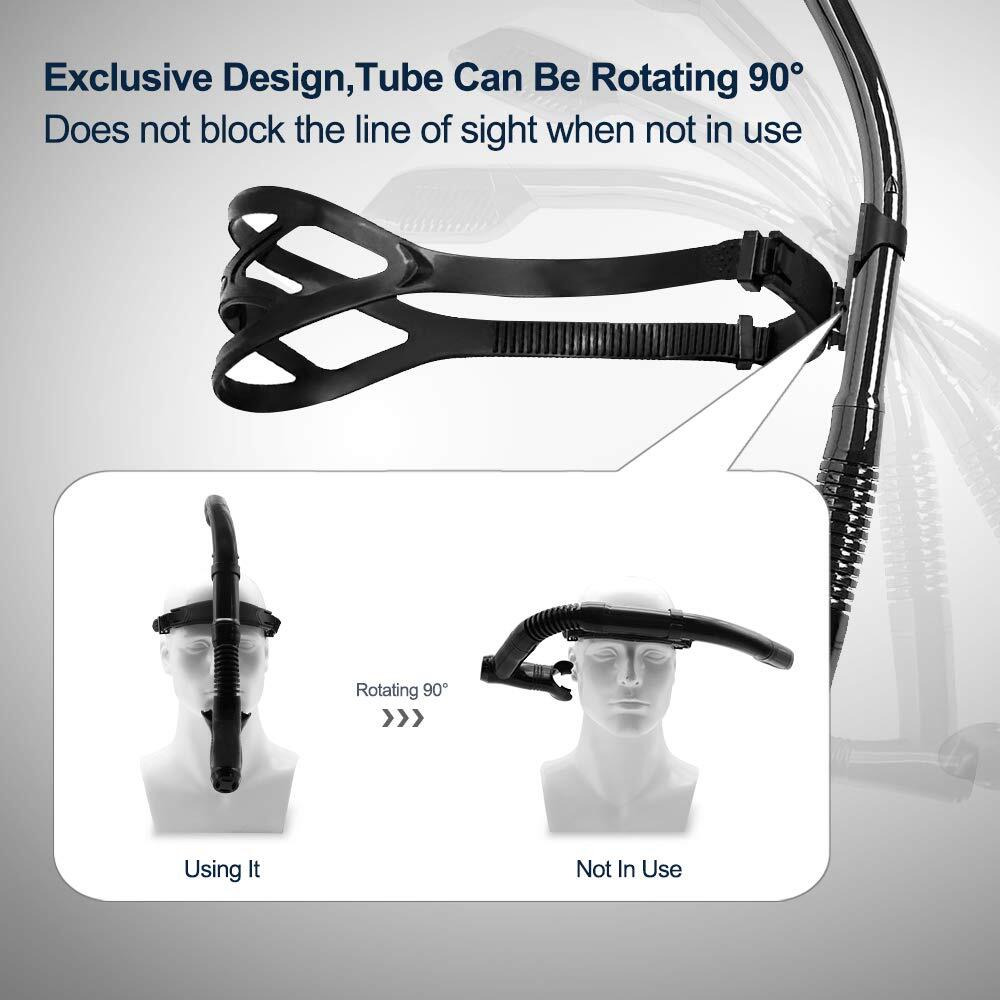 Uniswim Rotate Function Swim Snorkel For Training Swimming Front Snorkel Lap Swimming Swimmer Training Diving Snorkeling Comfortable Mouthpiece For Pool Open Water (Black)