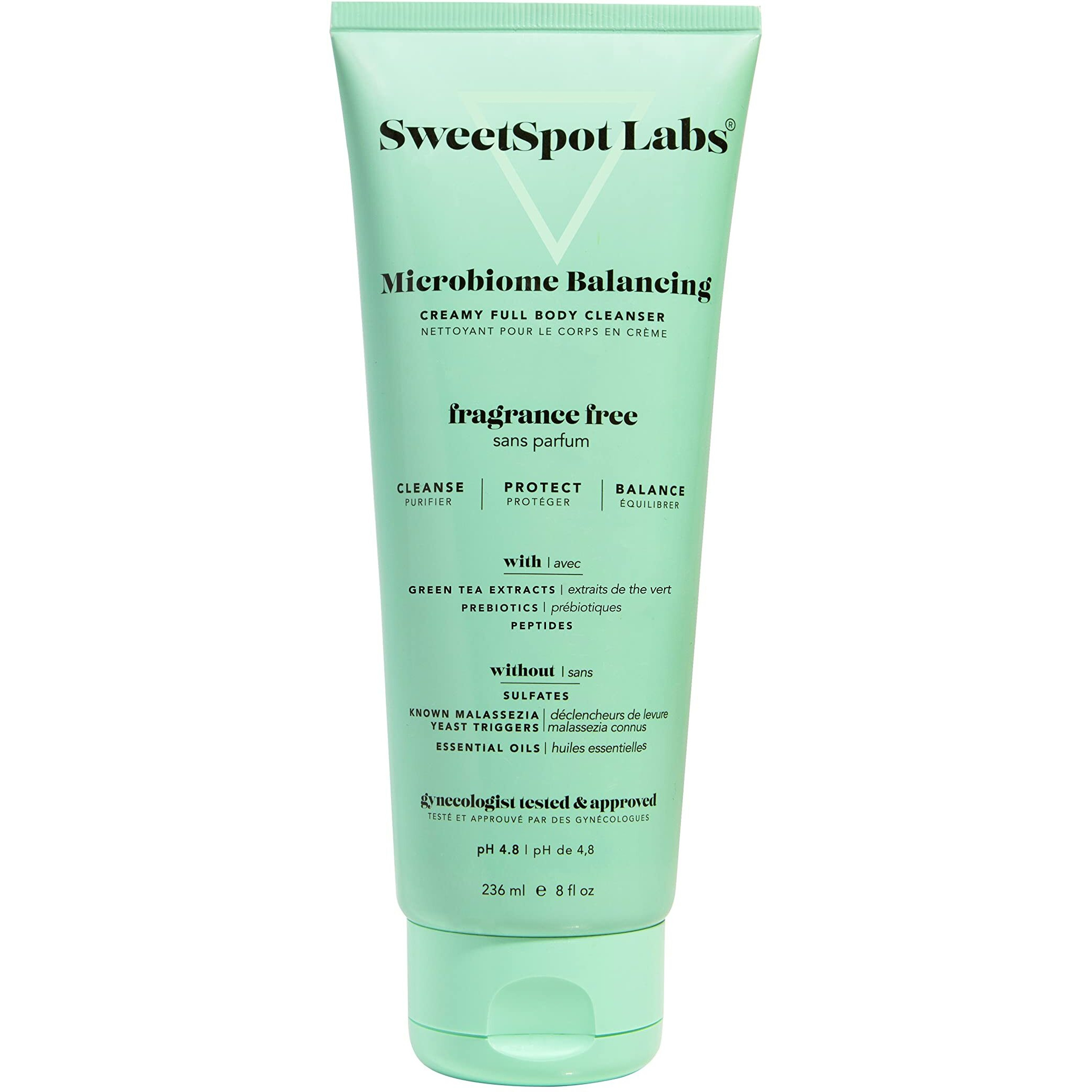 Sweetspot Labs Microbiome Balancing Feminine Wash  Clean  Gynecologist Tested & Approved  Ph Balanced Body Wash  Unscented & Sulfate Free  8 Oz