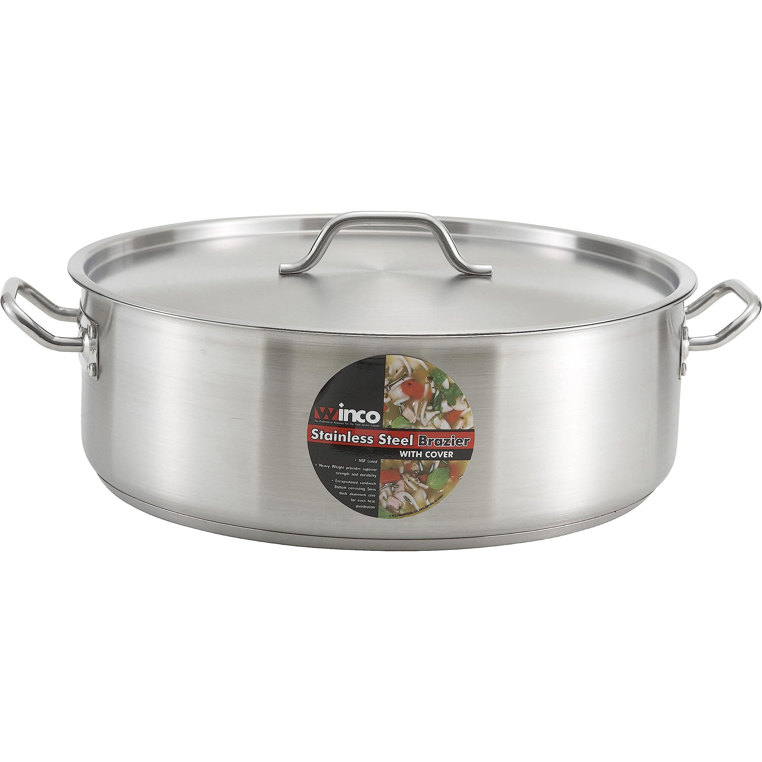 Winware - Stainless Steel 25 Quart Brasier With Cover