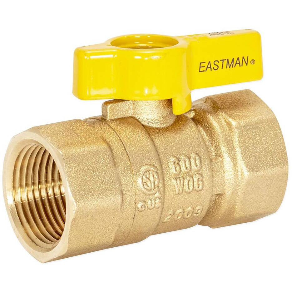 Eastman 3/4 Inch Fip Straight Gas Ball Valve With 1/4-Turn Handle  Brass Plumbing Fitting  60011