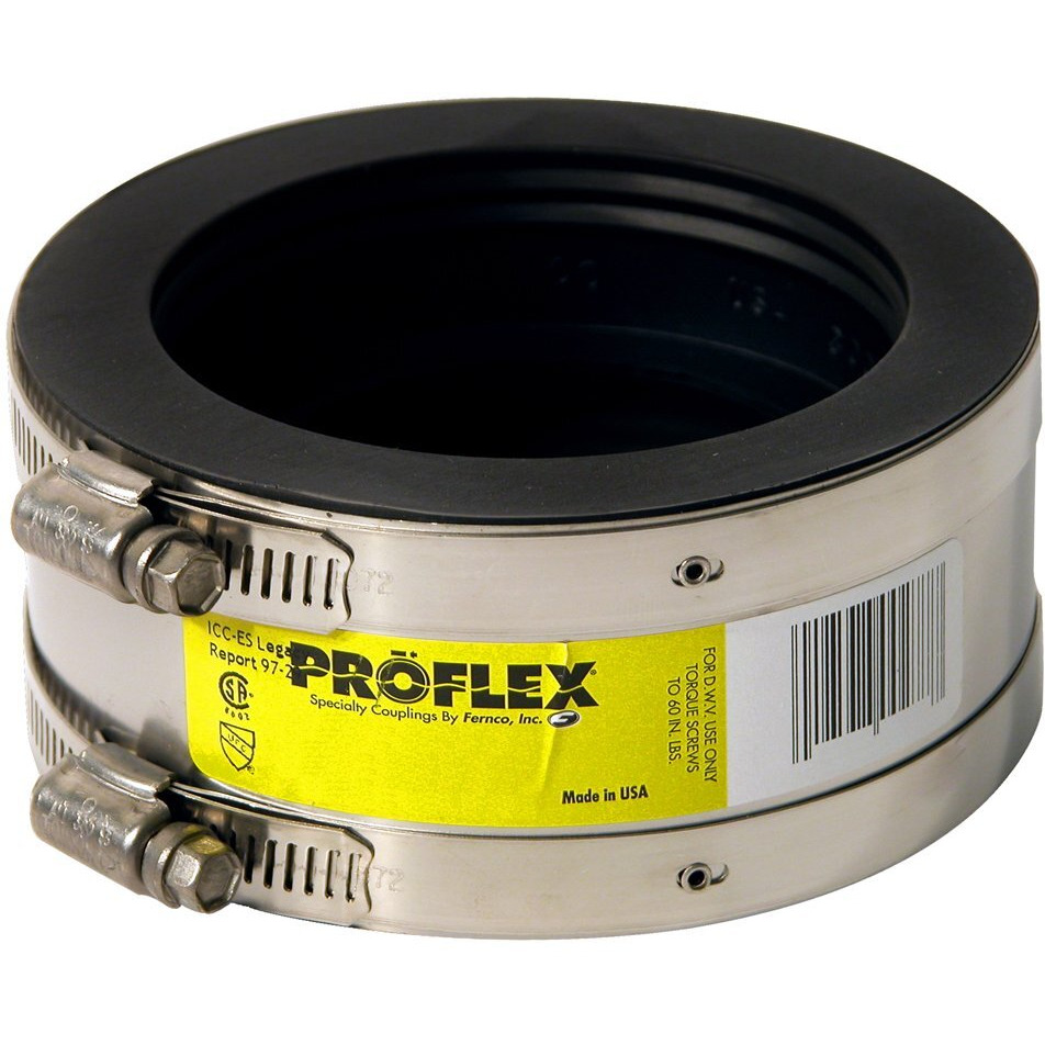 Fernco Proflex P3000-44 Shielded Pipe Coupling For Cast Iron  Plastic  Steel Or Extra Heavy Cast Iron Plumbing Connections