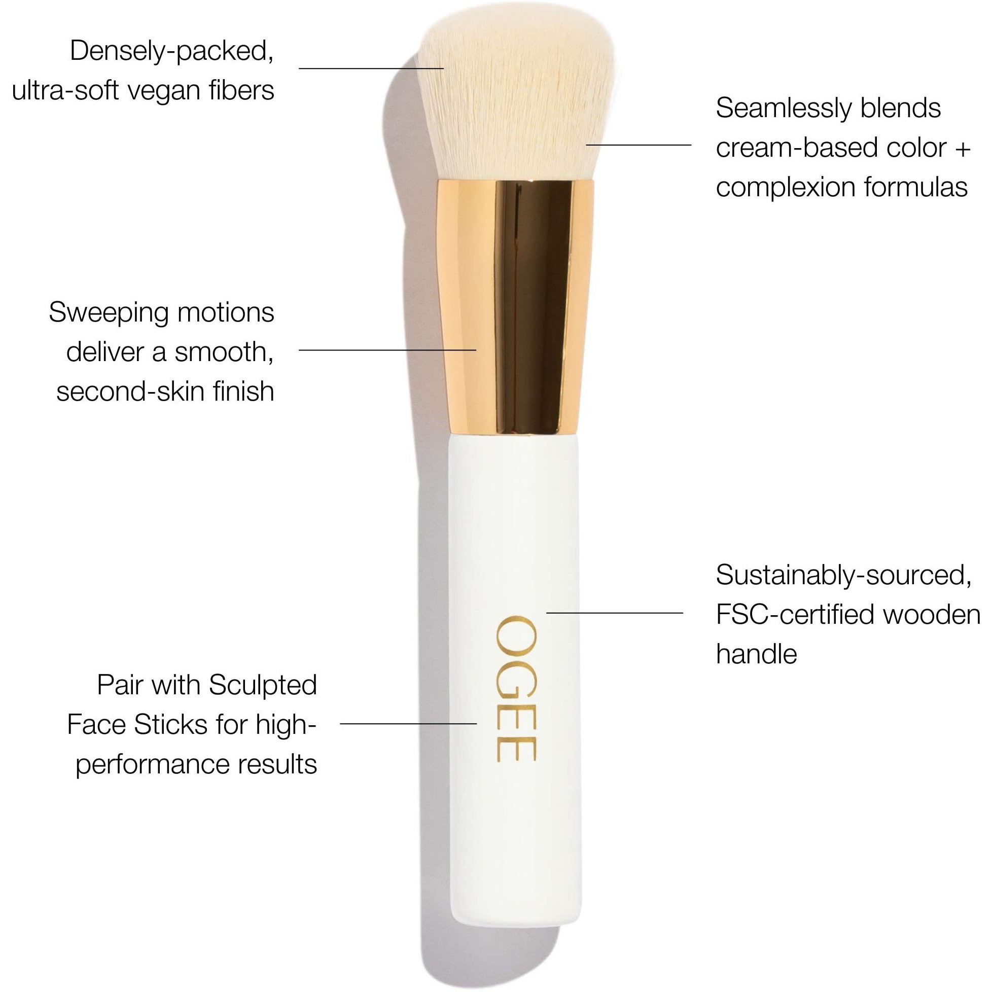 Ogee Blender Brush - Professional Quality Makeup Brush - Ultra-Soft Foundation Brush With Vegan Bristles For Flawless Makeup Application