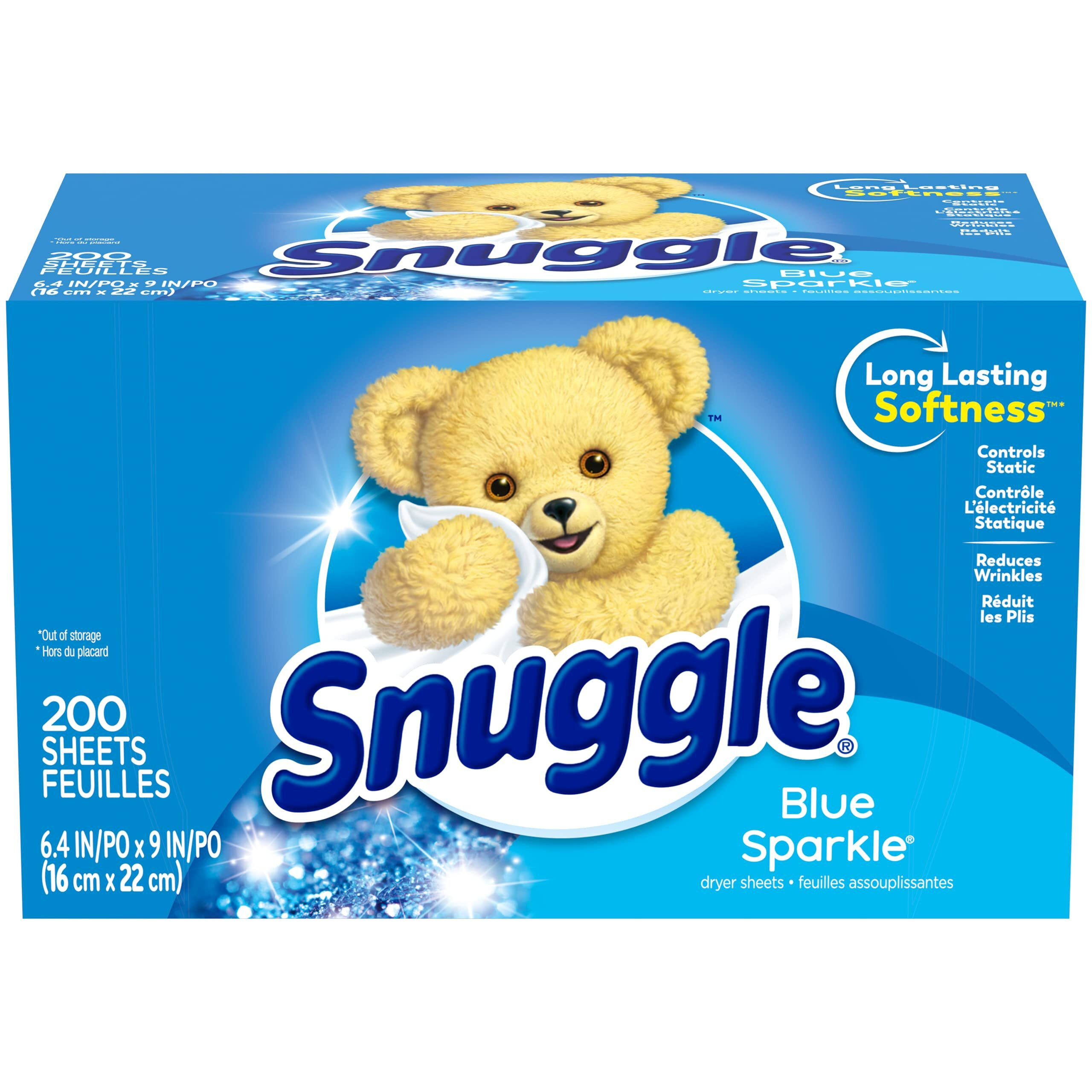 Snuggle Fabric Softener Dryer Sheets  Blue Sparkle  200 Count