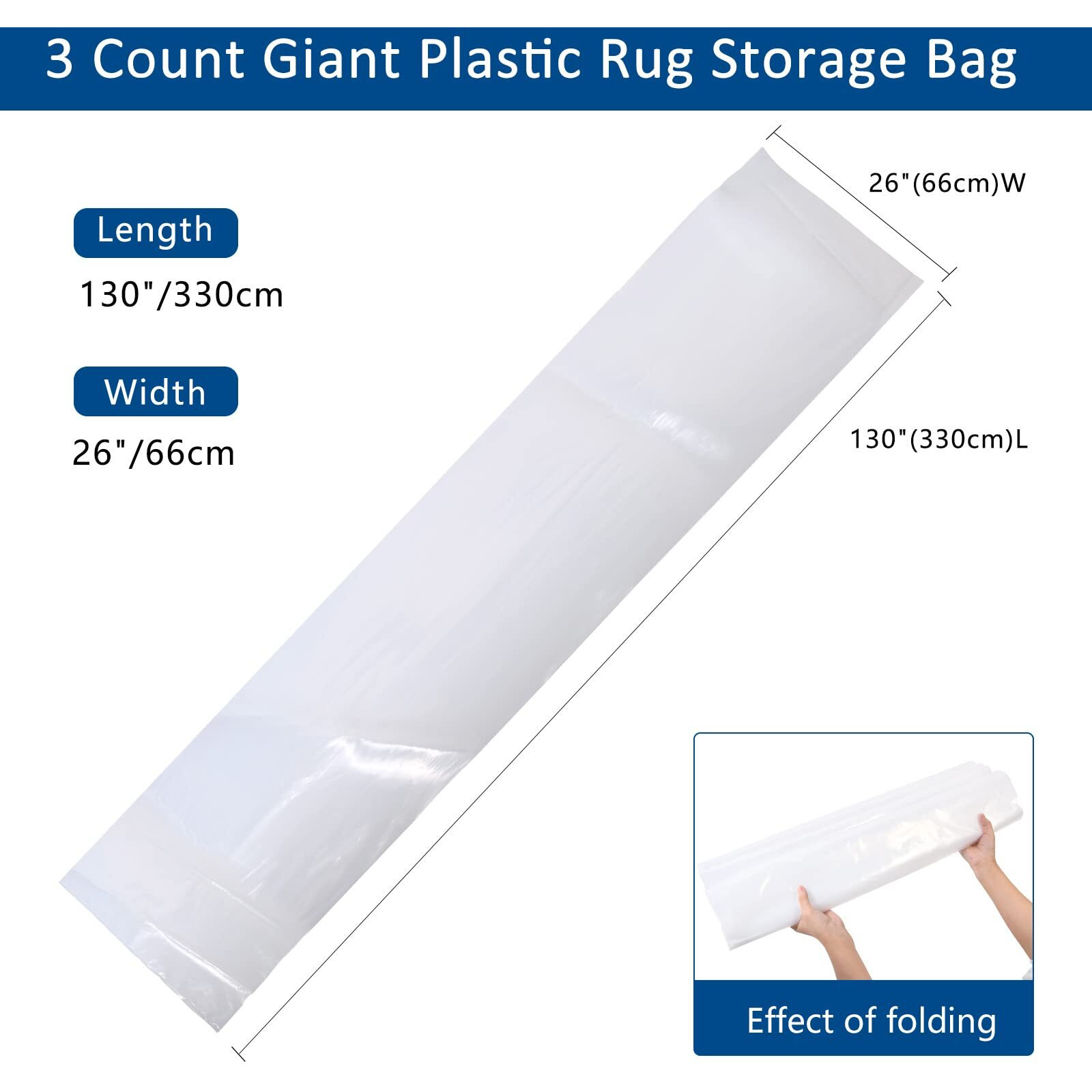 Belinlen 3 Count Giant Plastic Rug Storage Bag 26"&quotW X 130"&quotL Carpet Storage Bags Fits Rug Up To 9'X12' Perfect For Indoor Outdoor Carpet Storage  Moving And Shipping