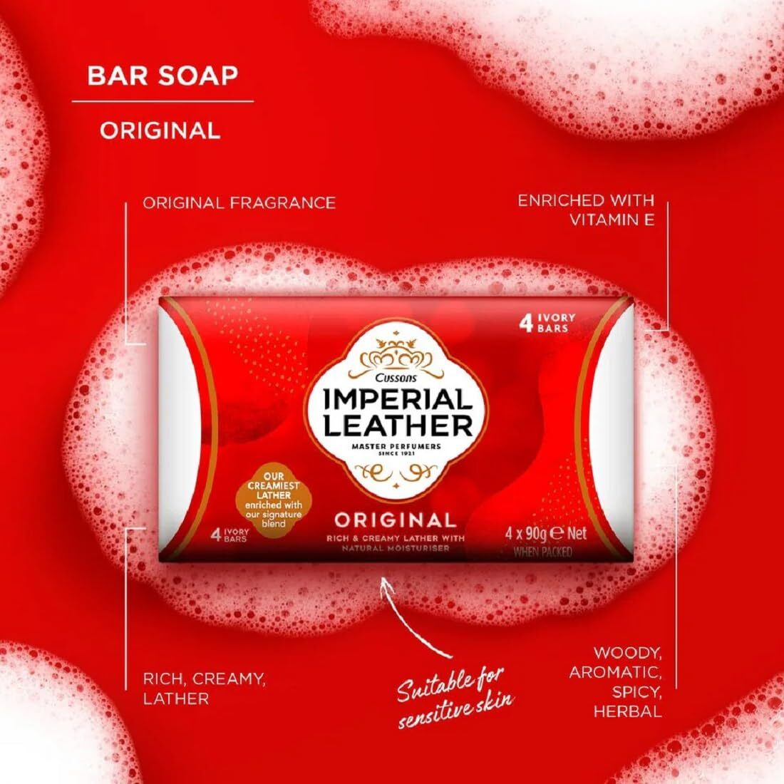 Imperial Leather Cussons Original Bar Soap - 4 Pack