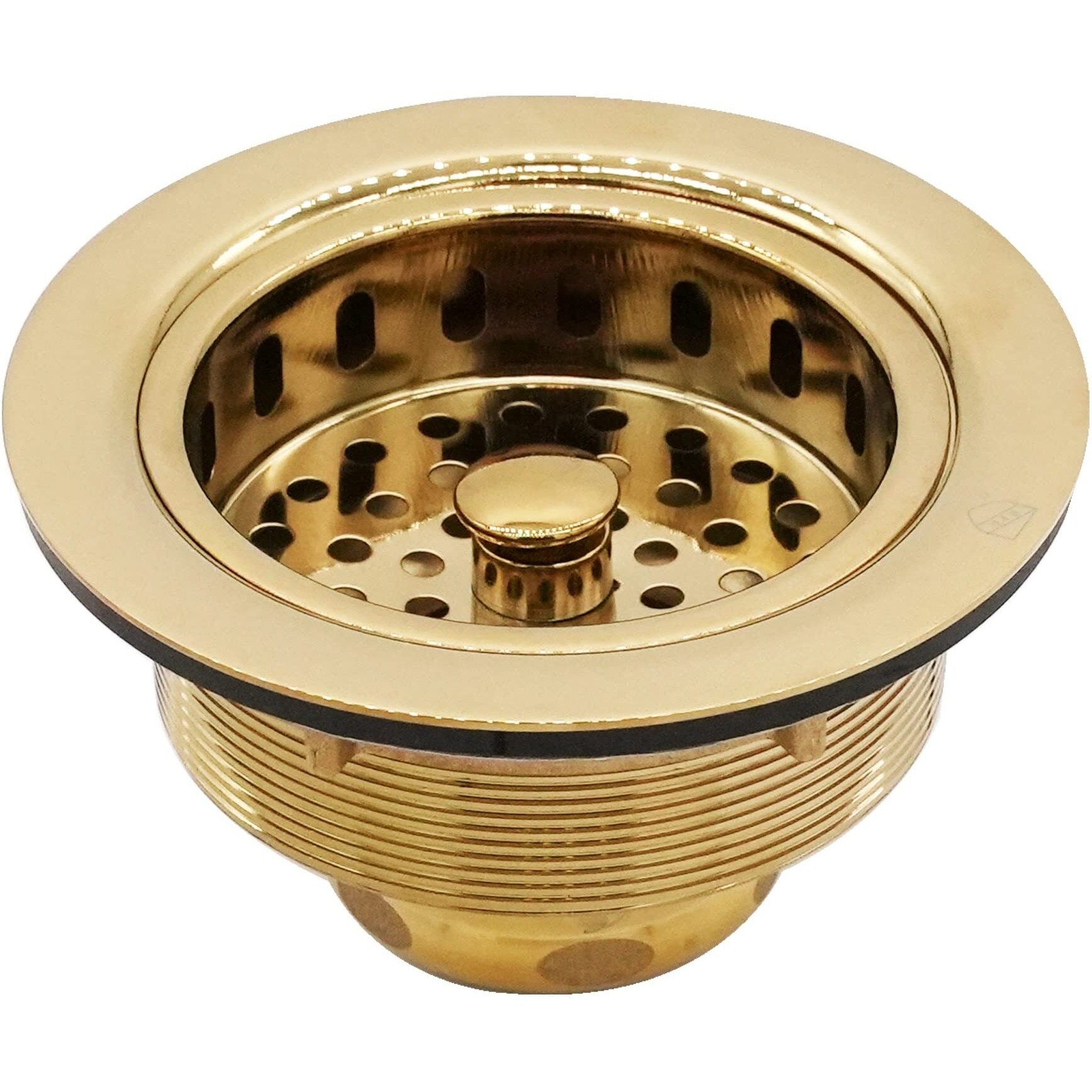 Westbrass D214-01 3-1/2"" Post Style Large Kitchen Sink Basket Strainer  1-Pack  Polished Brass