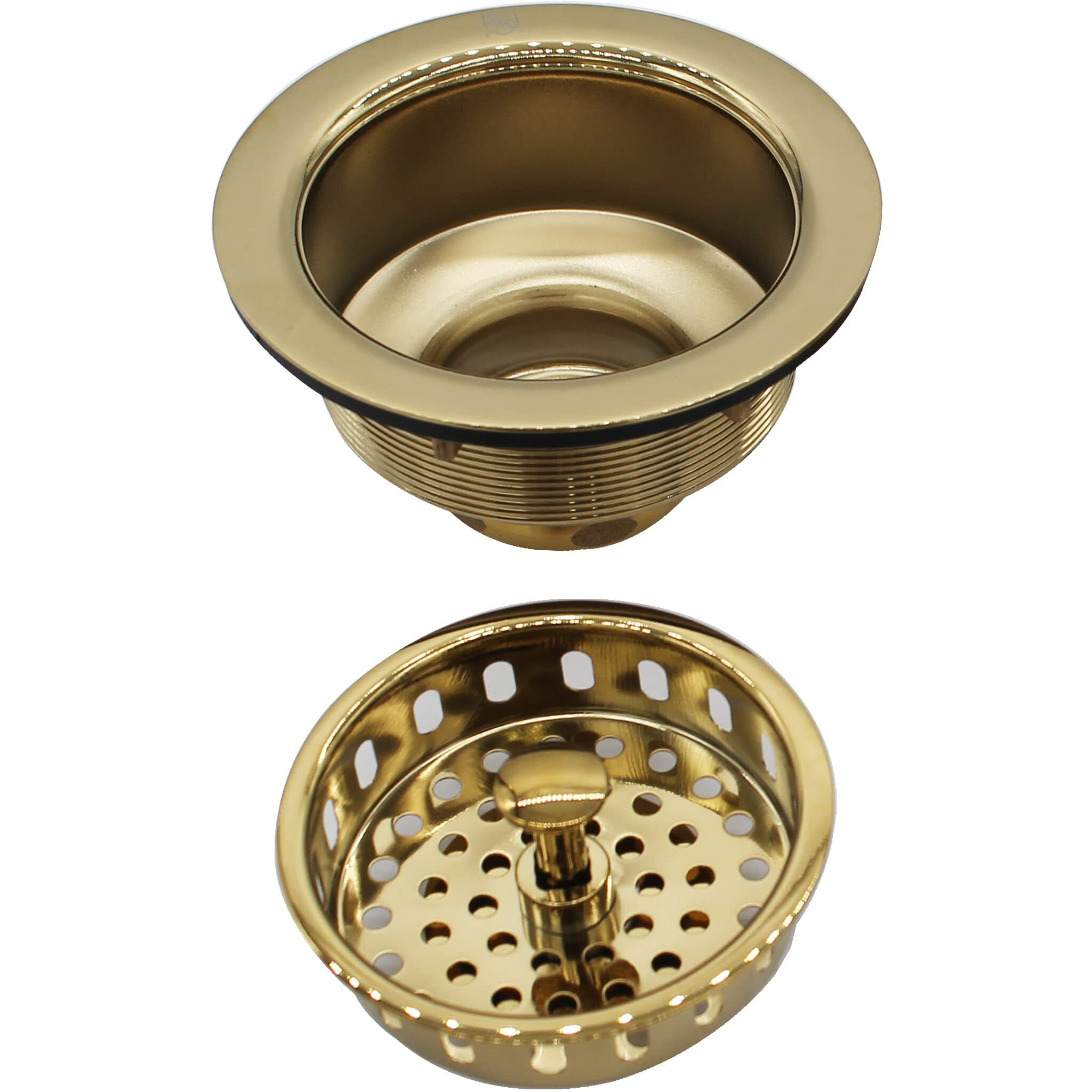 Westbrass D214-01 3-1/2"" Post Style Large Kitchen Sink Basket Strainer  1-Pack  Polished Brass