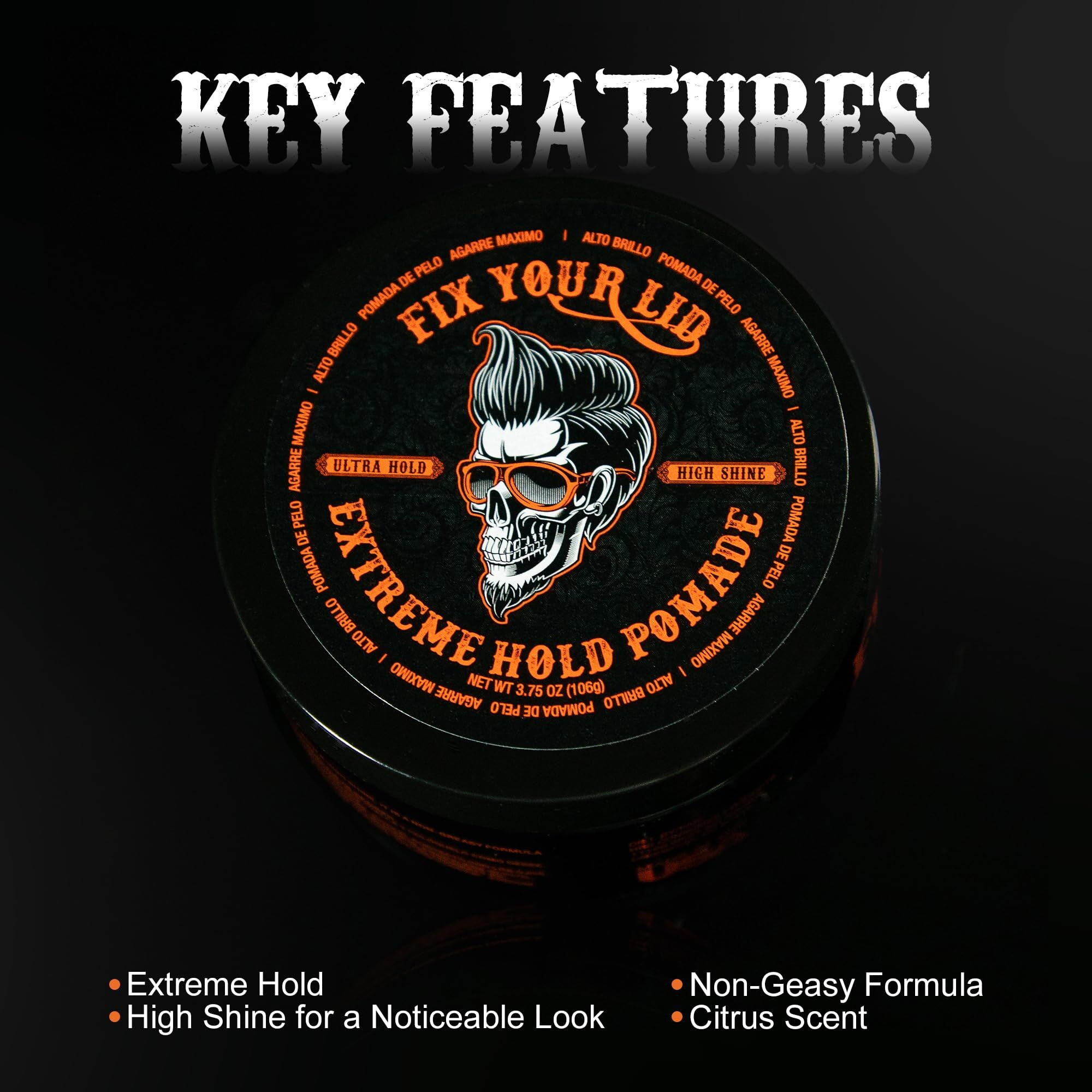 Fix Your Lid Extreme Hold Pomade For Men - Water Based Pomade With High Shine And Strong Hold - Match All Mens Hair Types & Styles - Easy To Wash Out - 3.75 Oz