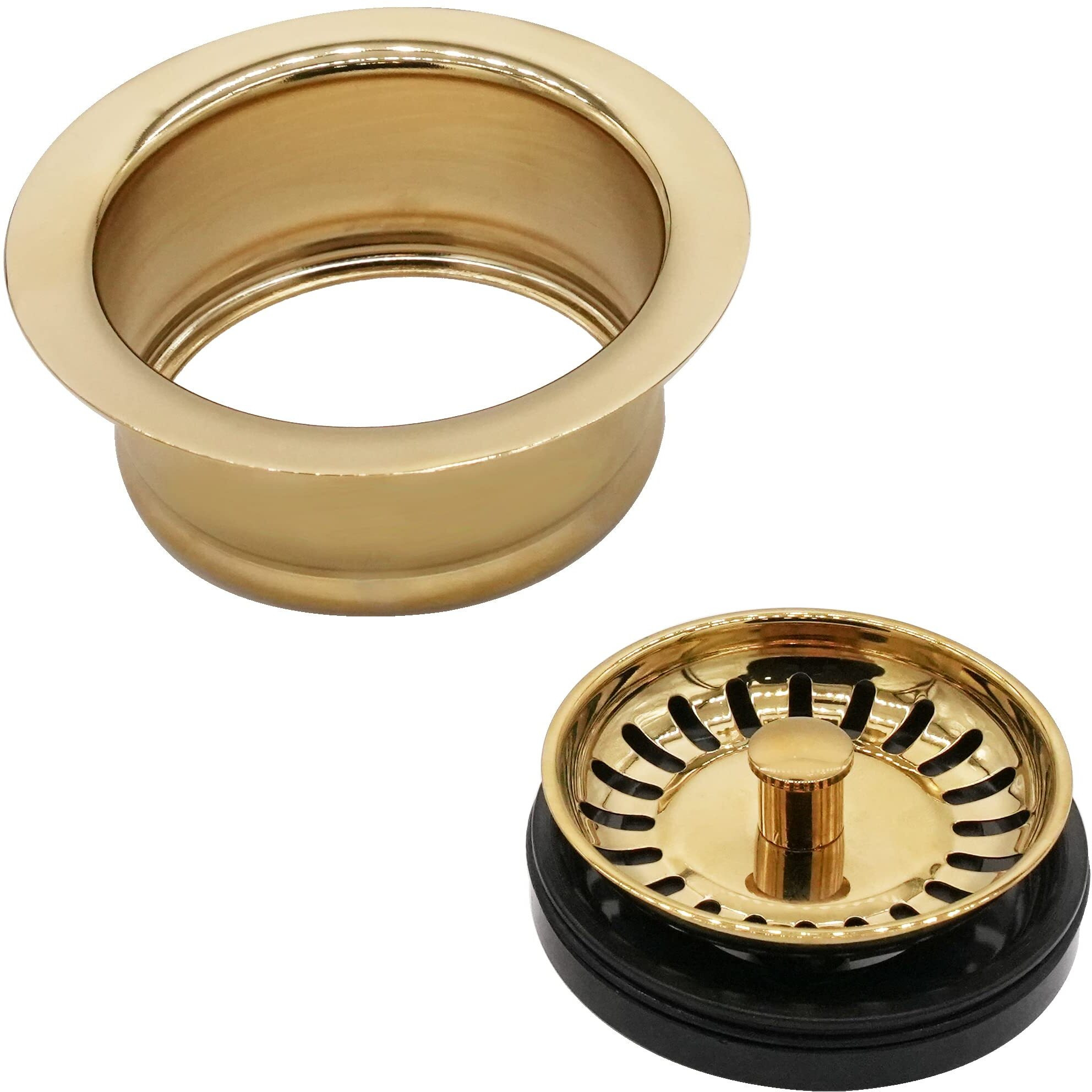 Westbrass D2082S-01 Extra-Deep Waste Disposal Flange & Strainer  Polished Brass