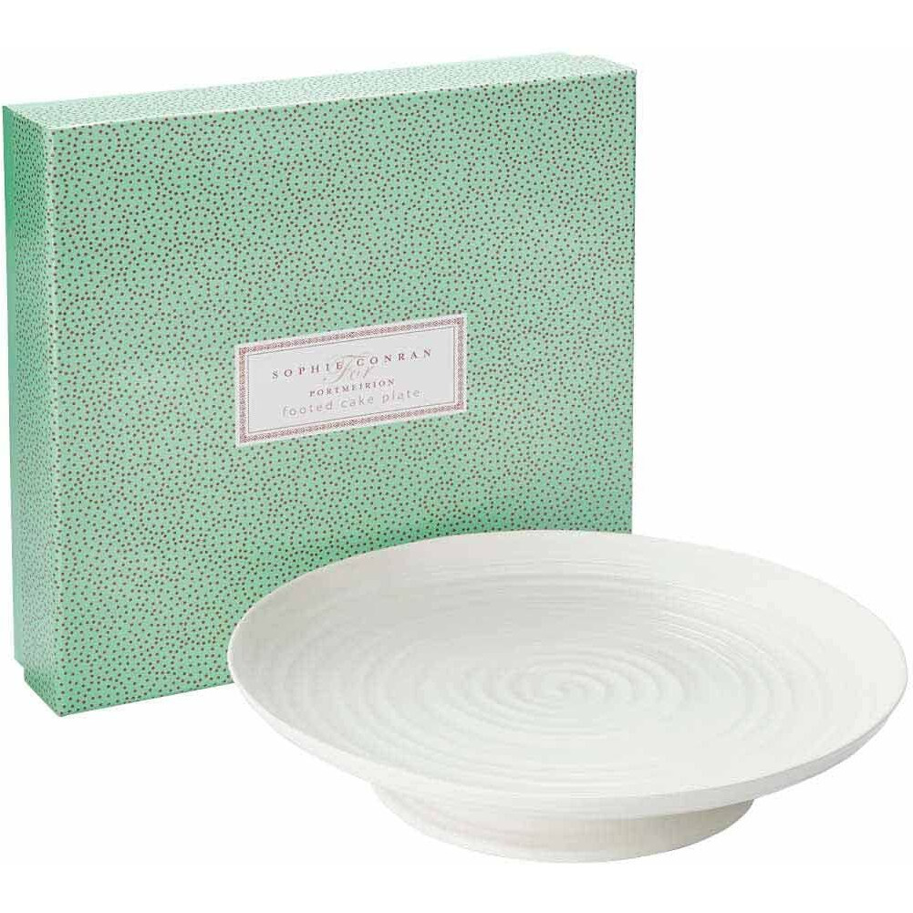 Portmeirion Sophie Conran White Large Footed Cake Stand | 12 Inch Round Cupcake Stand | Dessert Display Stand For Weddings And Parties | Made From Fine Porcelain
