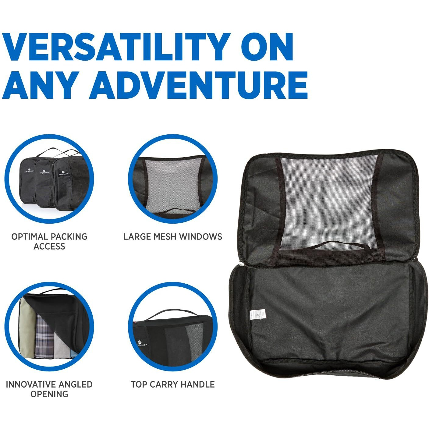 Eagle Creek Pack-It Original Compression Packing Cubes For Travel Set S/M - Durable  Ultra-Lightweight Suitcase Organizer Set With 2-Way Zip & Handles  Black