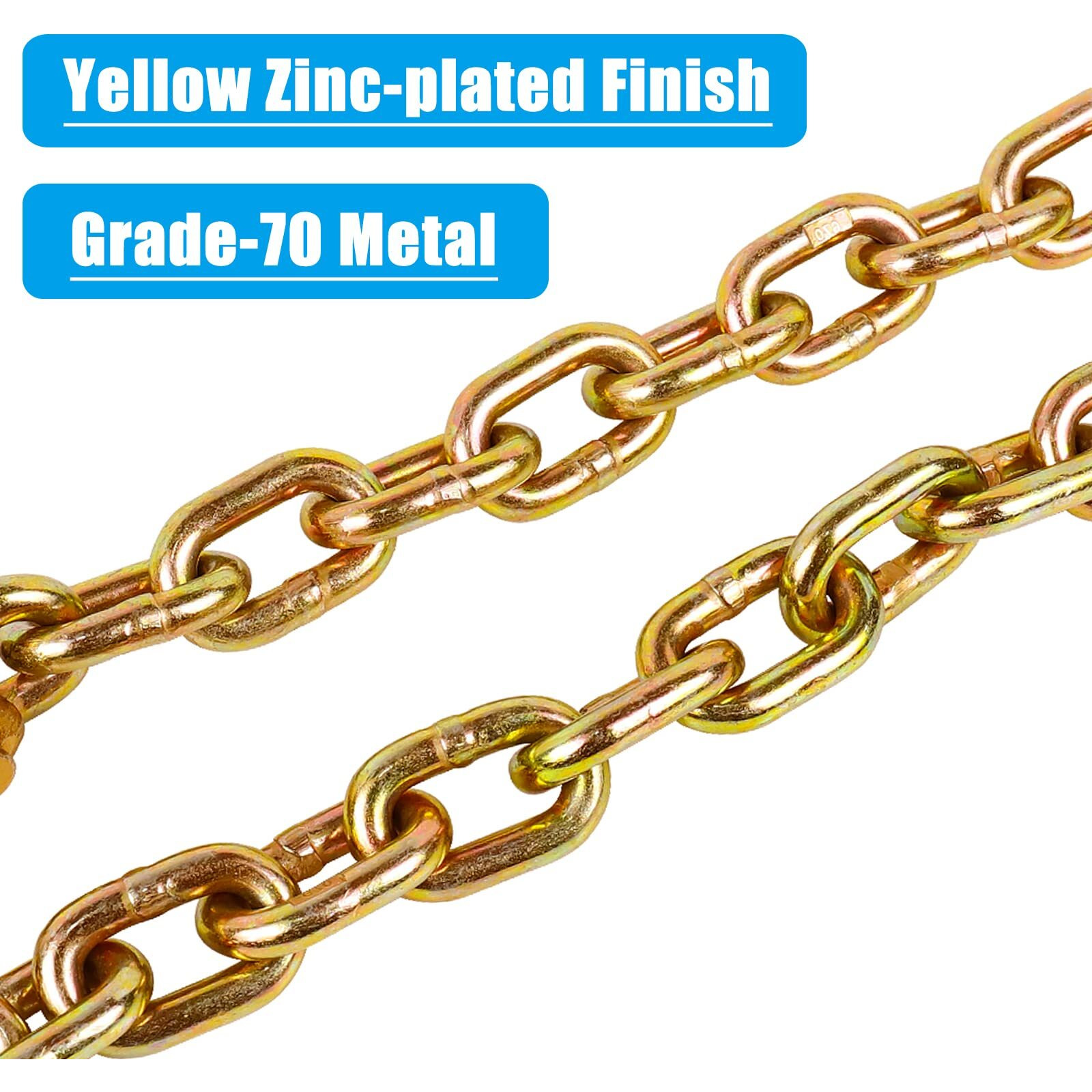 Tnyeobae 35"" Trailer Safety Chain With 5/16"" Clevis Snap Hook Grade-70 Heavy Duty Binder Chain(Pack Of 2)