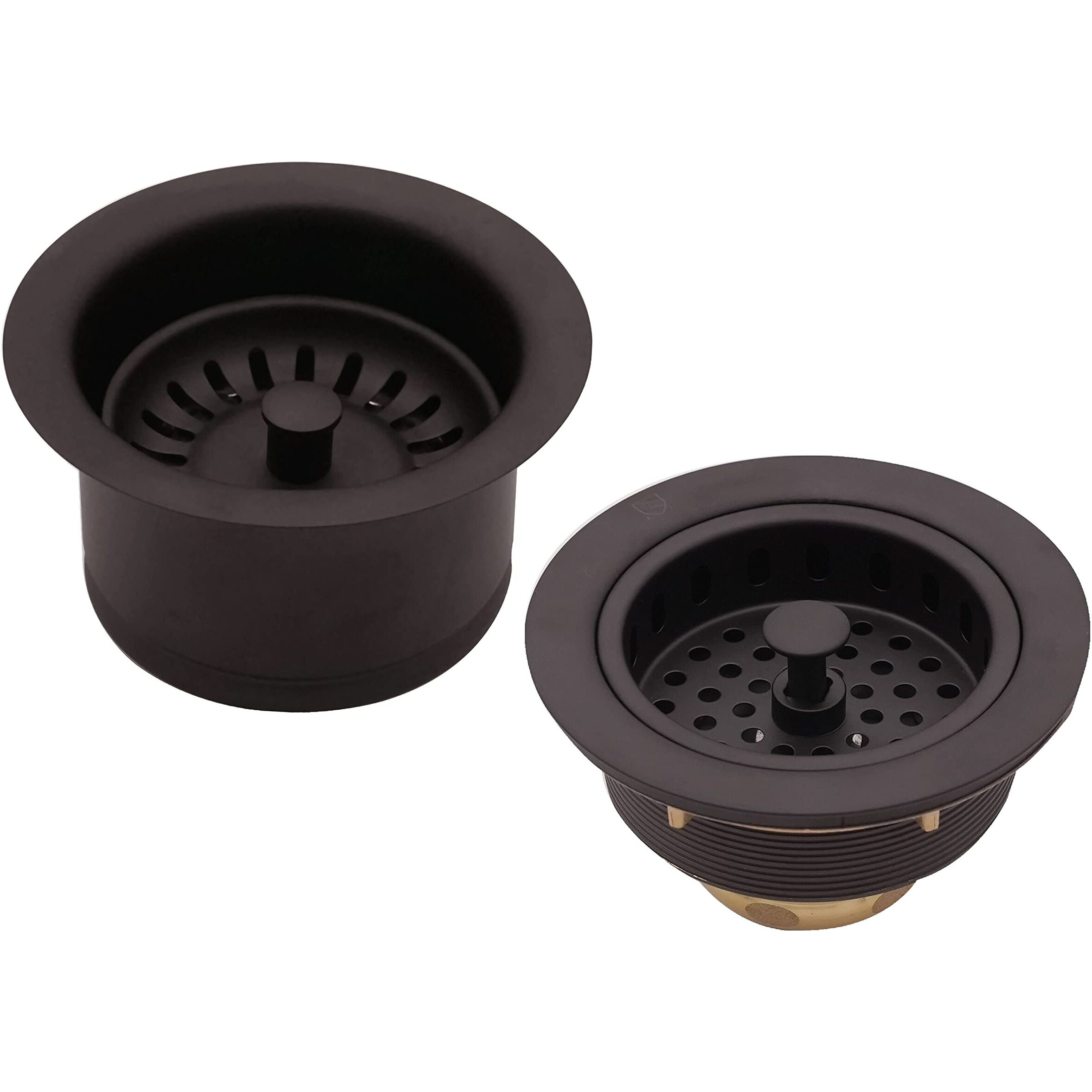 Westbrass Co2196S-12 Combo Pack 3-1/2"" Post Style Large Basket Extra-Deep Collar Kitchen Sink Waste Disposal Flange With Strainer Stopper  Oil Rubbed Bronze