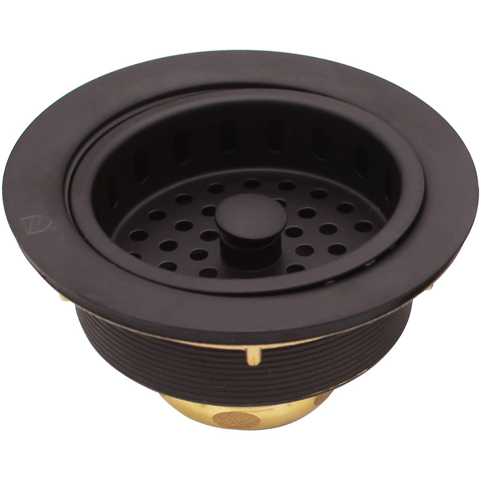 Westbrass Co2196S-12 Combo Pack 3-1/2"" Post Style Large Basket Extra-Deep Collar Kitchen Sink Waste Disposal Flange With Strainer Stopper  Oil Rubbed Bronze