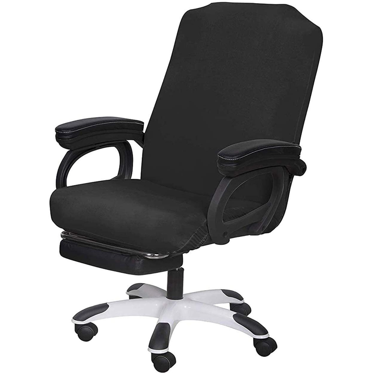 Saraflora Office Chair Cover- Large  Black- Removable Computer Cover For With Zipper Universal Rotating Desk High Back Seat Washable Protector Pets