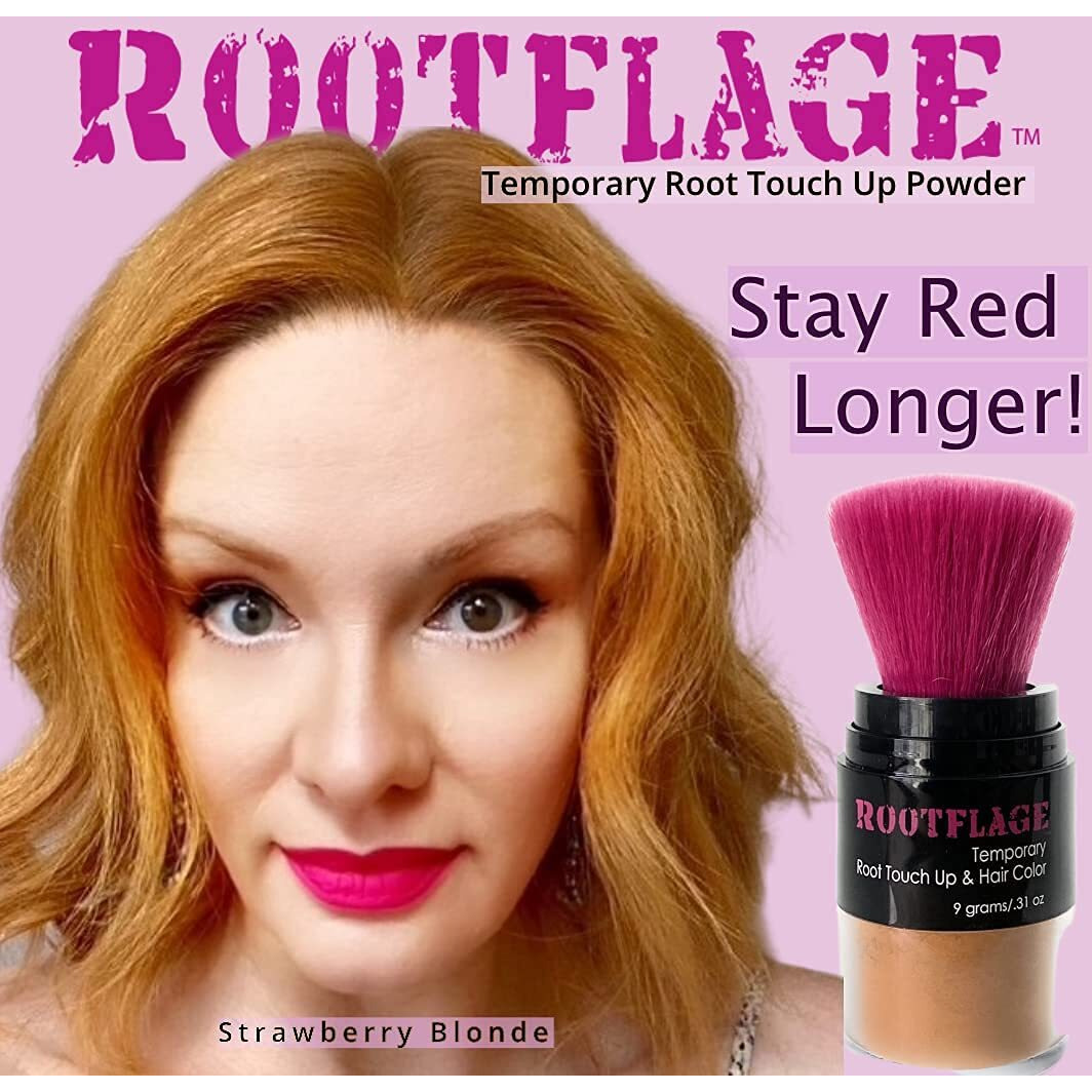 Rootflage Instant Touch Up Hair Powder | Temporary Hair Color & Root Concealer | Available In Blonde  Brunette And 10 Other Hair Shades | Includes Applicator With Detail Brush (11 Strawberry Blonde)