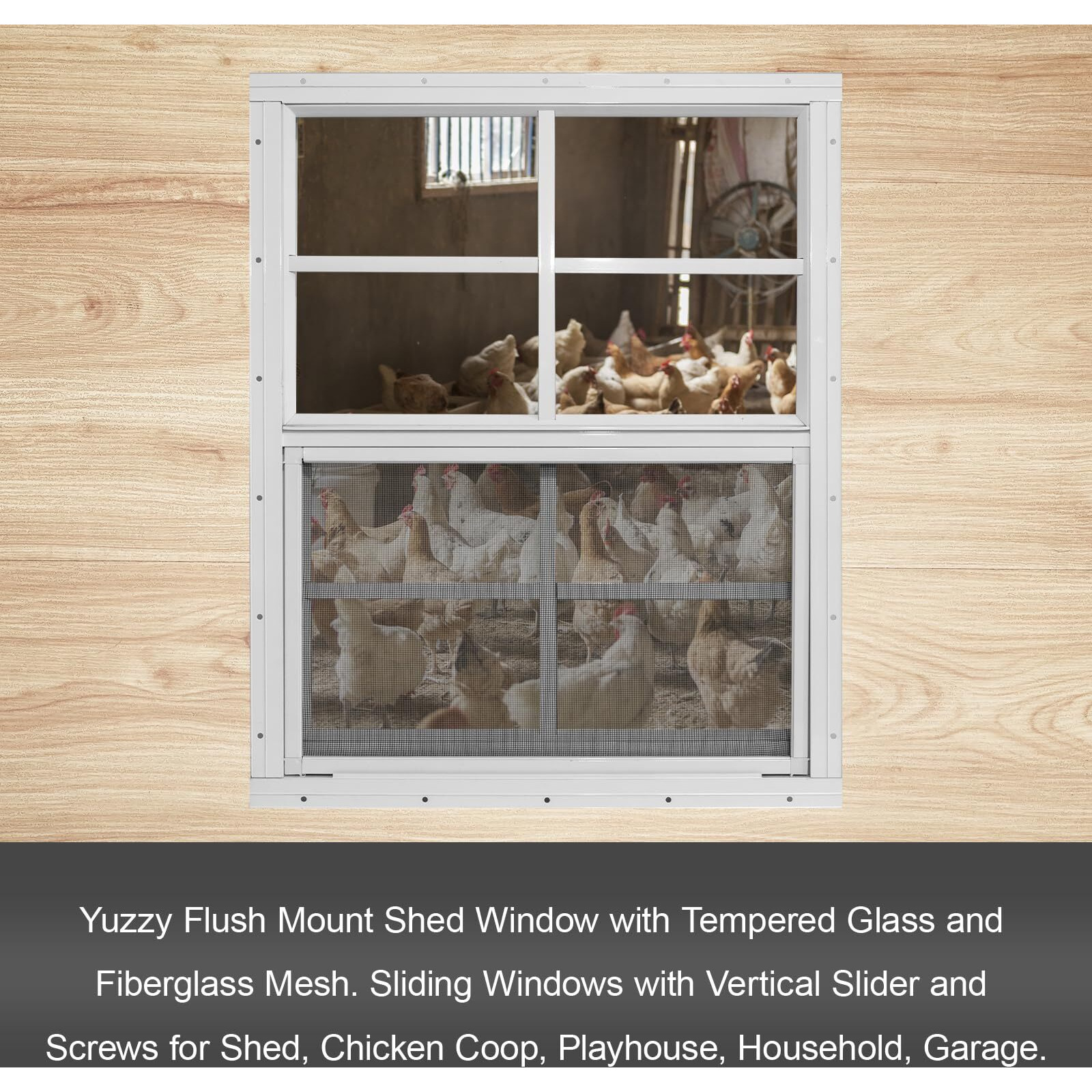 Yuzzy 12"" X 18"" Shed Windows With Tempered Glass And Fiberglass Screen  2 Pack Small Sliding Windows For Shed  Chicken Coop  Playhouse  Household  Garage  Barns (White)
