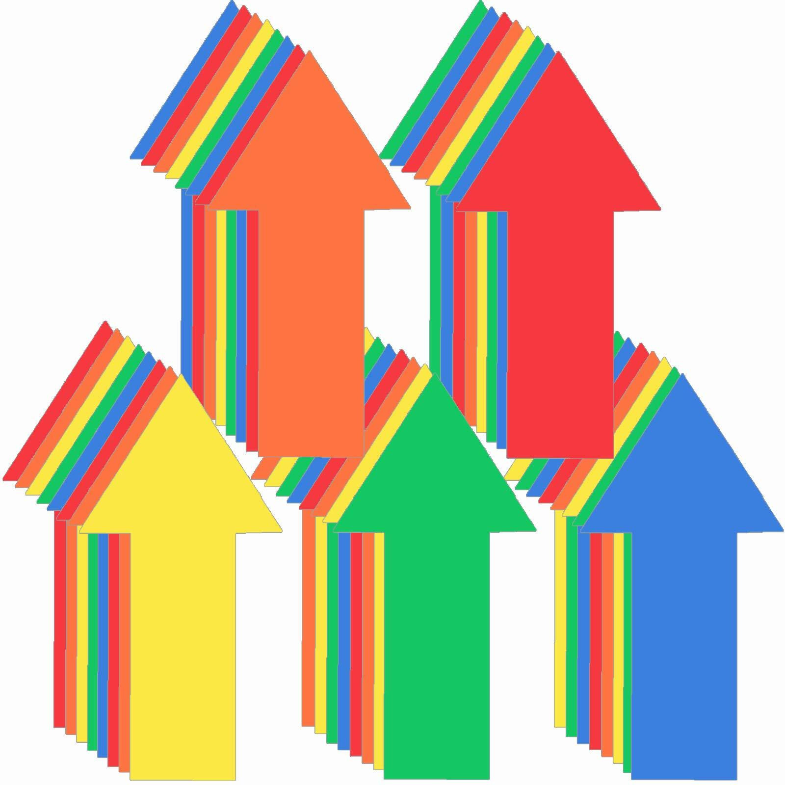 40 Pieces 8 Inch Arrow Sticker  Directional Arrow Sign Removable Adhesive Arrow Floor Decal Waterproof Arrow Marking Arrows Safe Road Instructions Sticker (Dark Blue  Green  Red  Orange  Yellow)