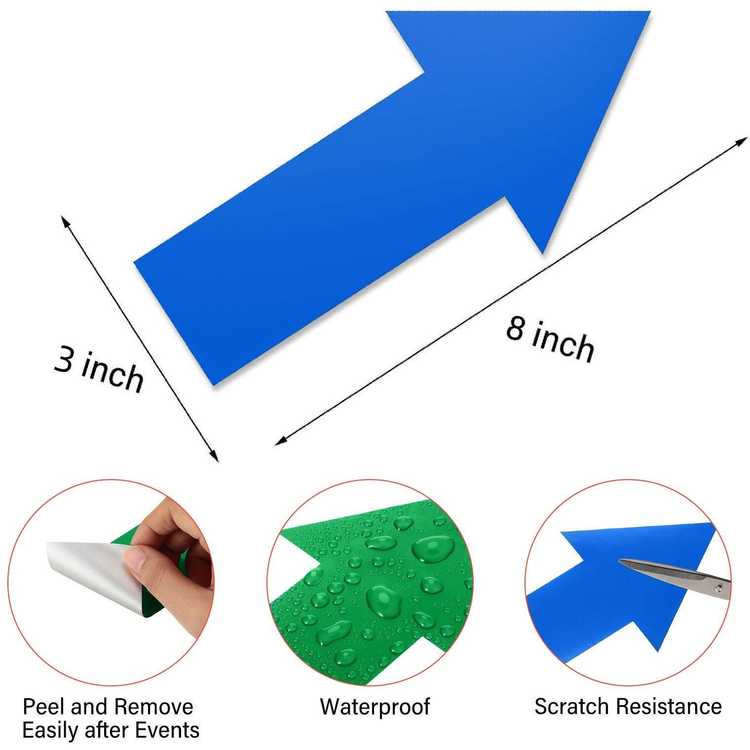 40 Pieces 8 Inch Arrow Sticker  Directional Arrow Sign Removable Adhesive Arrow Floor Decal Waterproof Arrow Marking Arrows Safe Road Instructions Sticker (Dark Blue  Green  Red  Orange  Yellow)