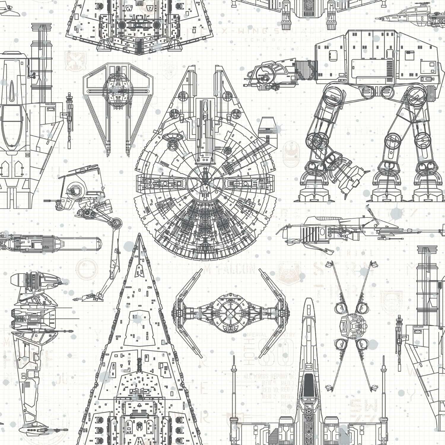 Star Wars Blueprint Blue Peel & Stick Wallpaper By Roommates  Rmk11036Wp