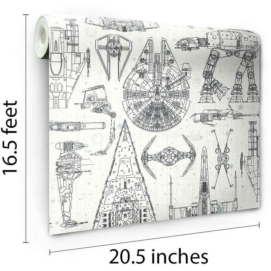 Star Wars Blueprint Blue Peel & Stick Wallpaper By Roommates  Rmk11036Wp