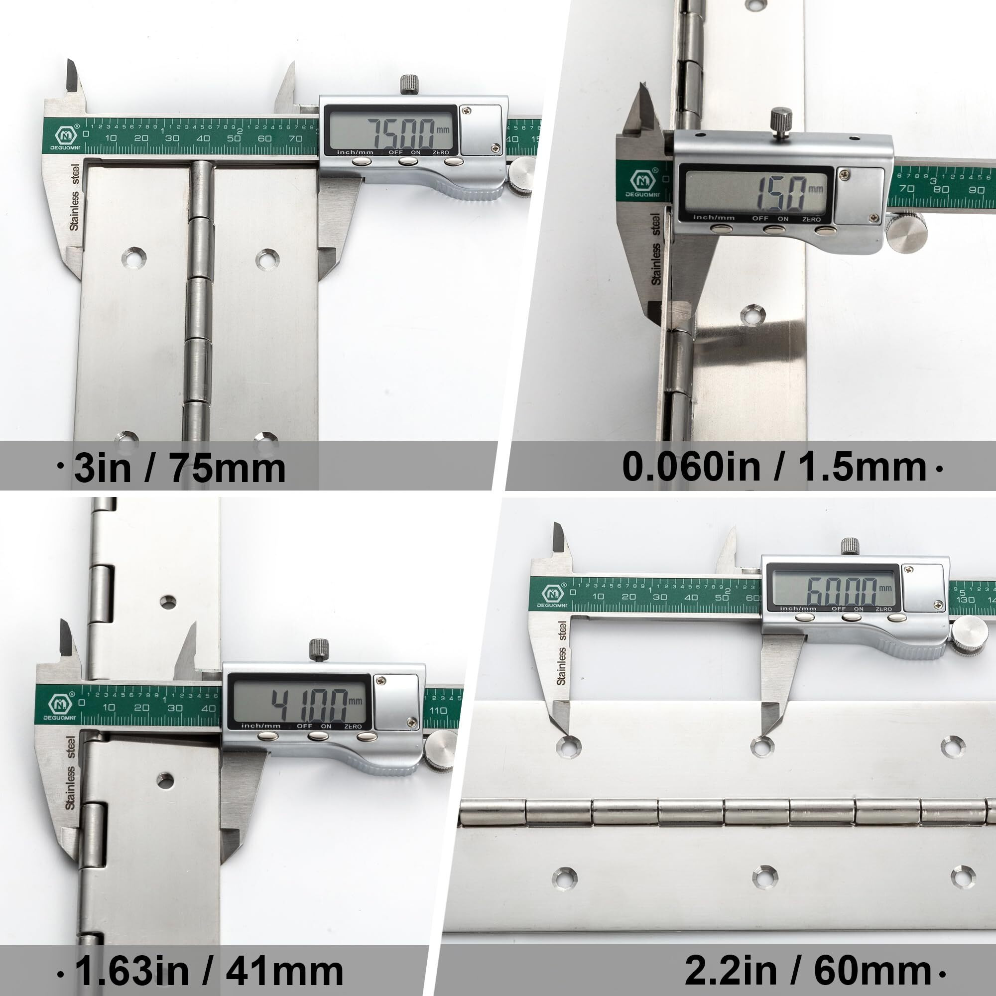 Heavy Duty Piano Hinge 12 Inch X 3 Inch Width  True 0.060'' Thick Stainless Steel Piano Hinge For Heavy Duty Cabinet  Door  Toolbox  Wooden Box  Metal Plate  Furniture  Industrial Project
