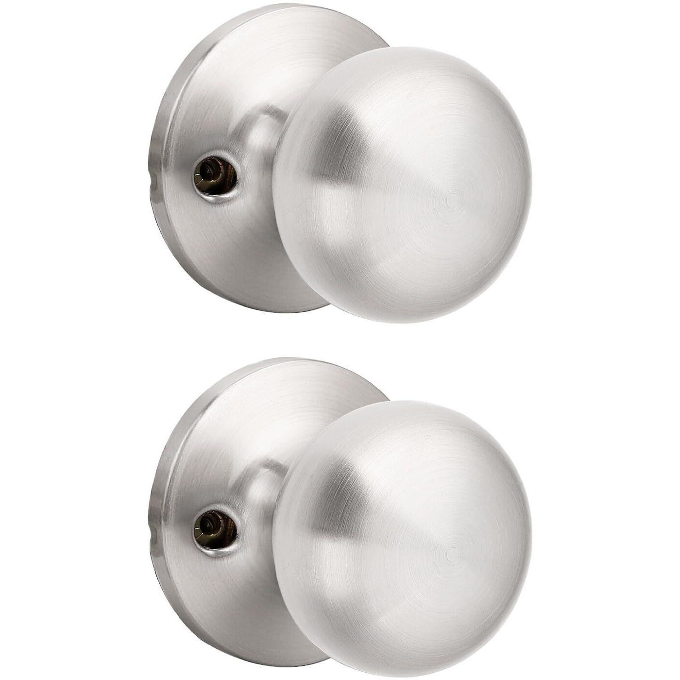 Gobekor 2 Pack Single Dummy Door Knobs Brushed Nickel Interior Dummy Knobs For French Doors Round Door Knobs Stainless Steel Door Pull