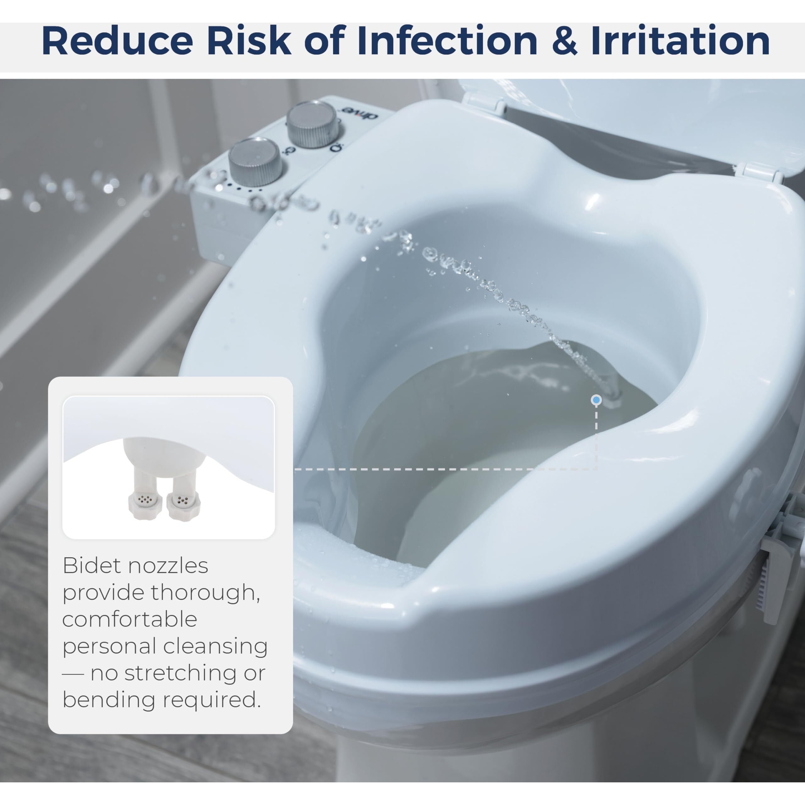 Drive Medical Preservetech Raised Toilet Seat With Bidet (Ambient Water) Toilet Seat Riser  Elevated Toilet Seats For Seniors And Adults  Toilet Seat Bidet  Toilet Seat Elevator With Bidet Sprayer