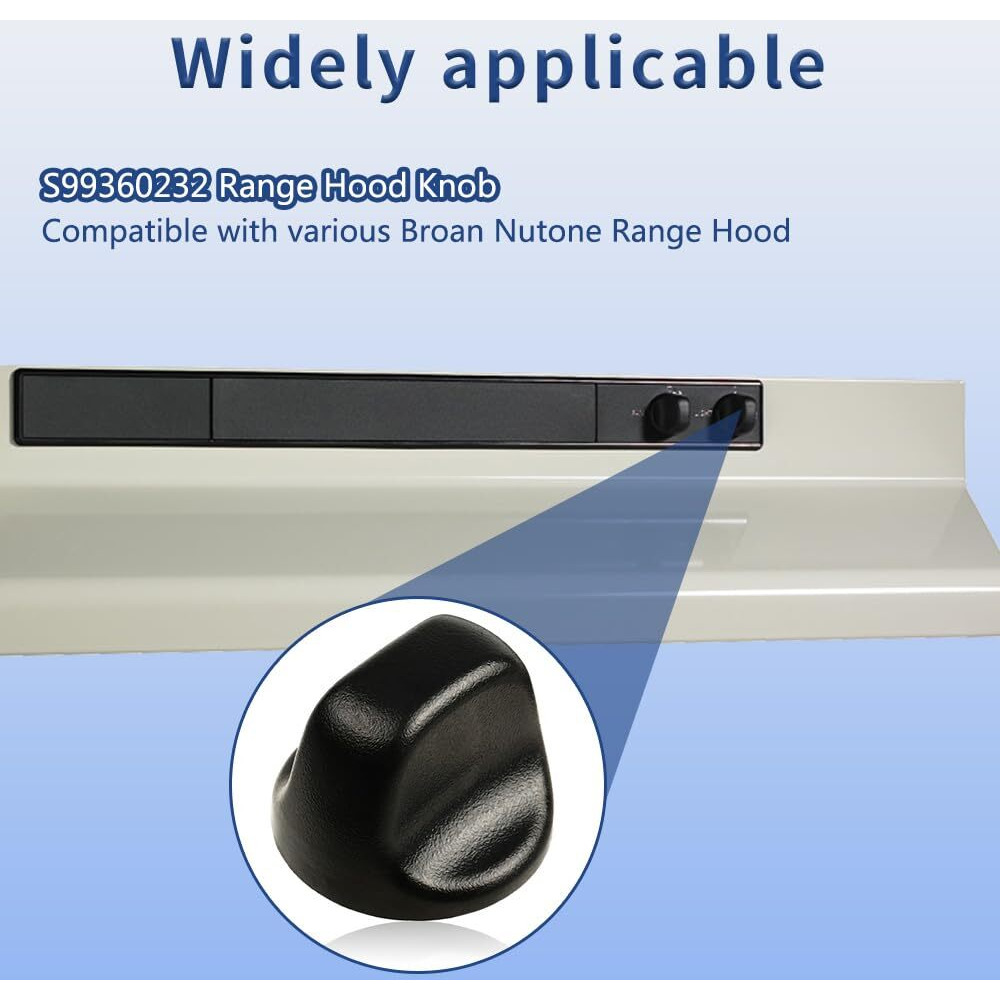 Upgraded 2Pcs S99360232 Range Hood Knob  S600348 Vent Hood Fan Control Knob Replacement Part Fit For Broan Nutone  Black