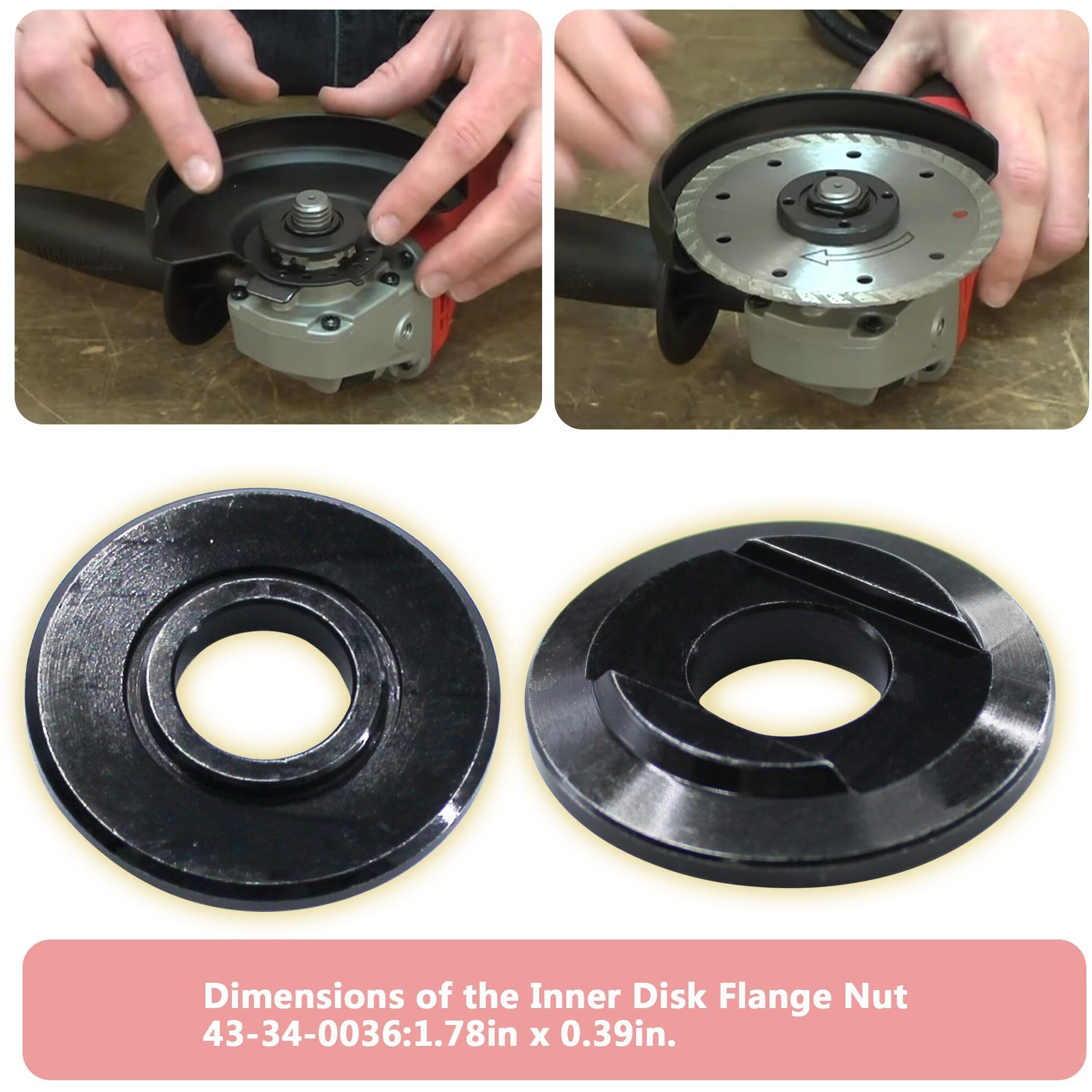 43-34-0036 Replacement Milwaukee Inner Disk Flange Fits For Milwaukee Angle Grinders 2680-20  2680-22  6116-30  6116-31  6122-30  6122-31  6123-30  6123-31  6140-30  6140-33(1 Pcs) (2 Pcs)