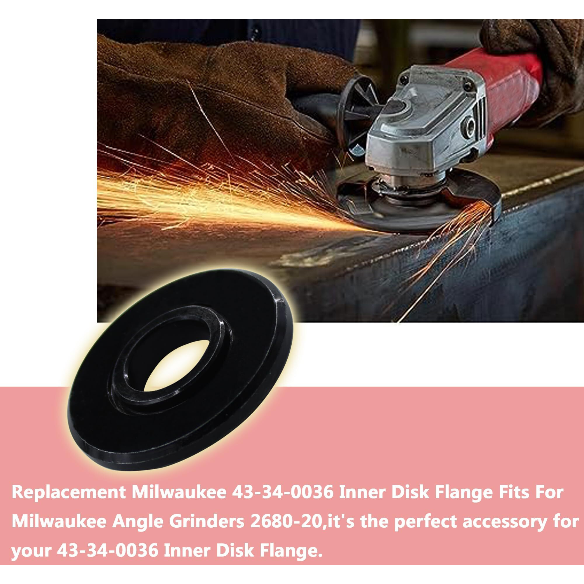 43-34-0036 Replacement Milwaukee Inner Disk Flange Fits For Milwaukee Angle Grinders 2680-20  2680-22  6116-30  6116-31  6122-30  6122-31  6123-30  6123-31  6140-30  6140-33(1 Pcs) (2 Pcs)