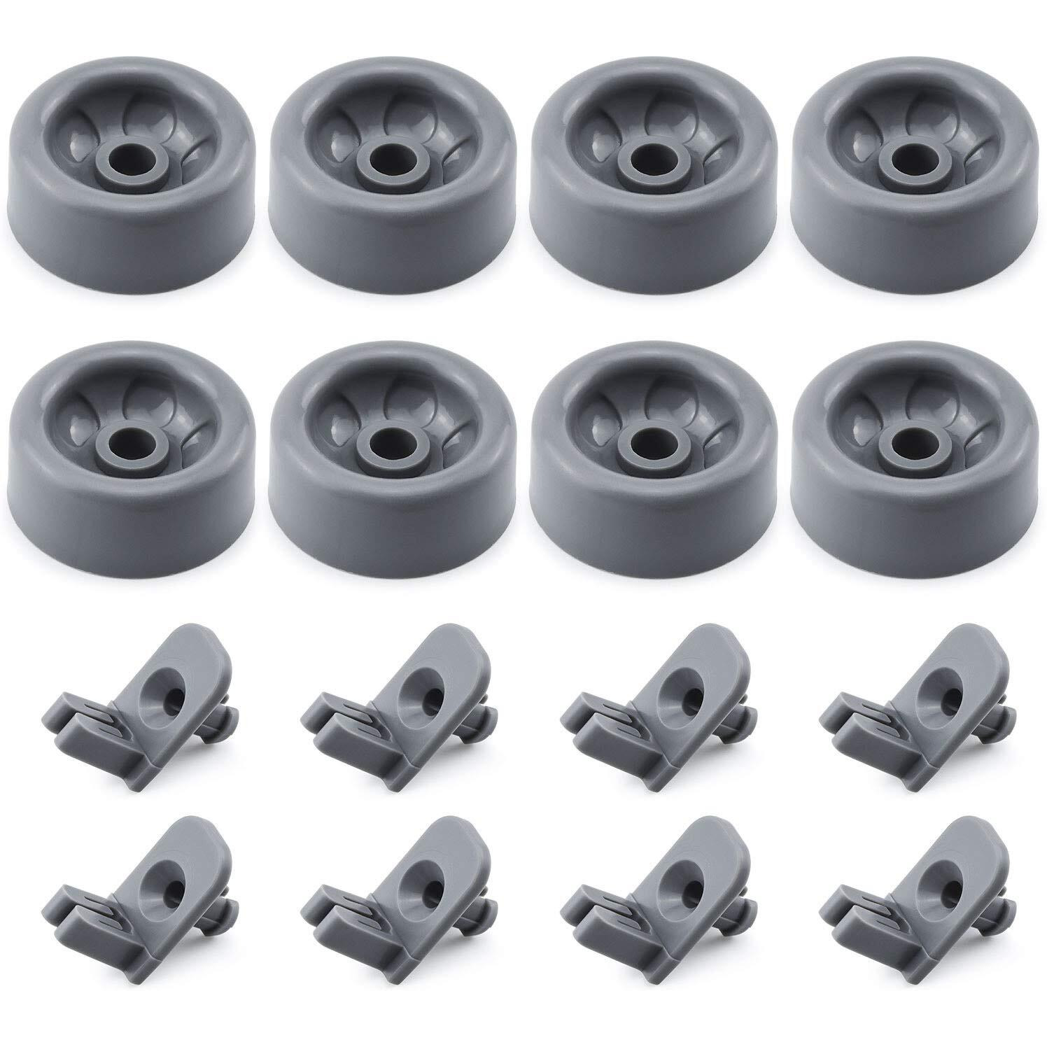 Romalon Wd35X21041 Dishwasher Wheels Lower Dishrack Roller Axle Kit Wd12X10136 Wd12X10277 Replacement For Ge Profile Lower Rack Kit 8Pc Studs And 8Pc Rollers