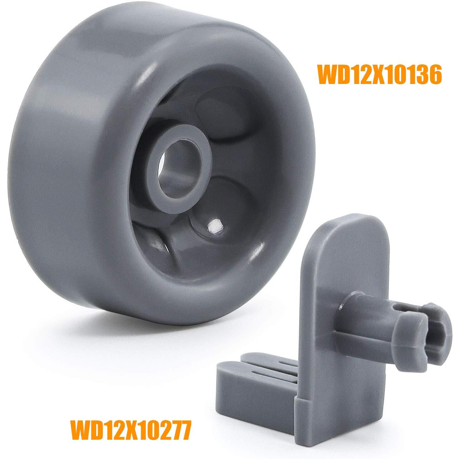 Romalon Wd35X21041 Dishwasher Wheels Lower Dishrack Roller Axle Kit Wd12X10136 Wd12X10277 Replacement For Ge Profile Lower Rack Kit 8Pc Studs And 8Pc Rollers