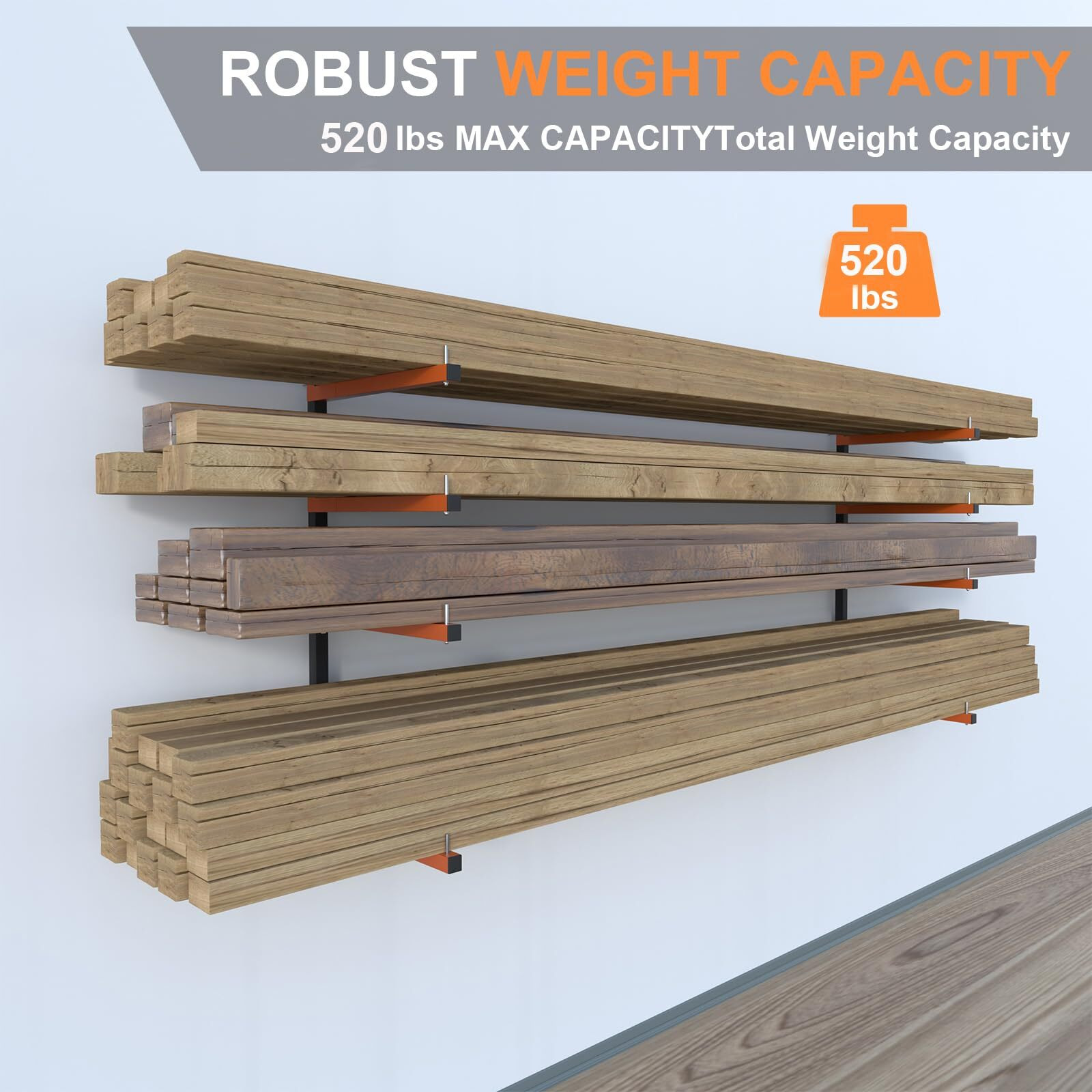 Olgsibb Lumber Storage Rack  [2024 Upgrade] Folding Lumber Rack Wall Mount  Heavy Duty Metal 8 Level-32 Inch Wood Storage Rack For Garage Storage Organization