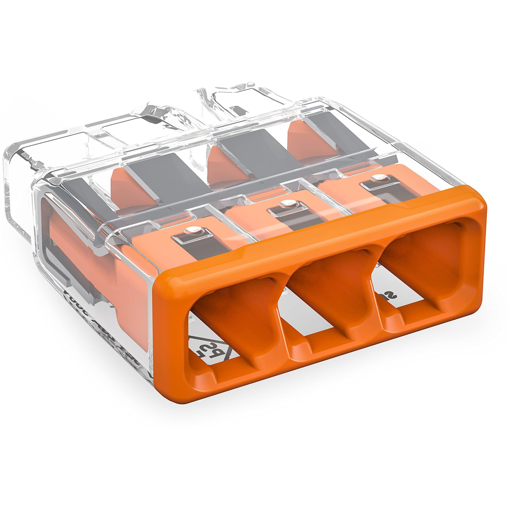 2773-403 | Wago Wall-Nuts Pushwire Splicing Connector | For Solid And Stranded Conductors | 3-Conductor | Orange Cover | [Box Of 100 Pieces]