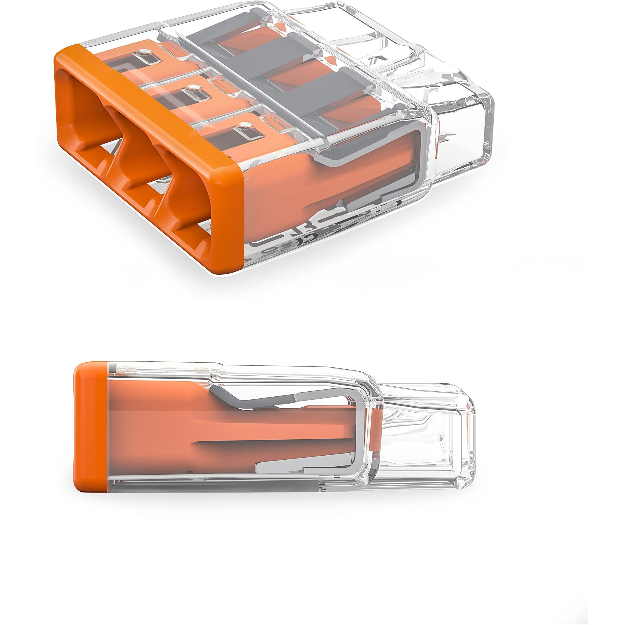 2773-403 | Wago Wall-Nuts Pushwire Splicing Connector | For Solid And Stranded Conductors | 3-Conductor | Orange Cover | [Box Of 100 Pieces]