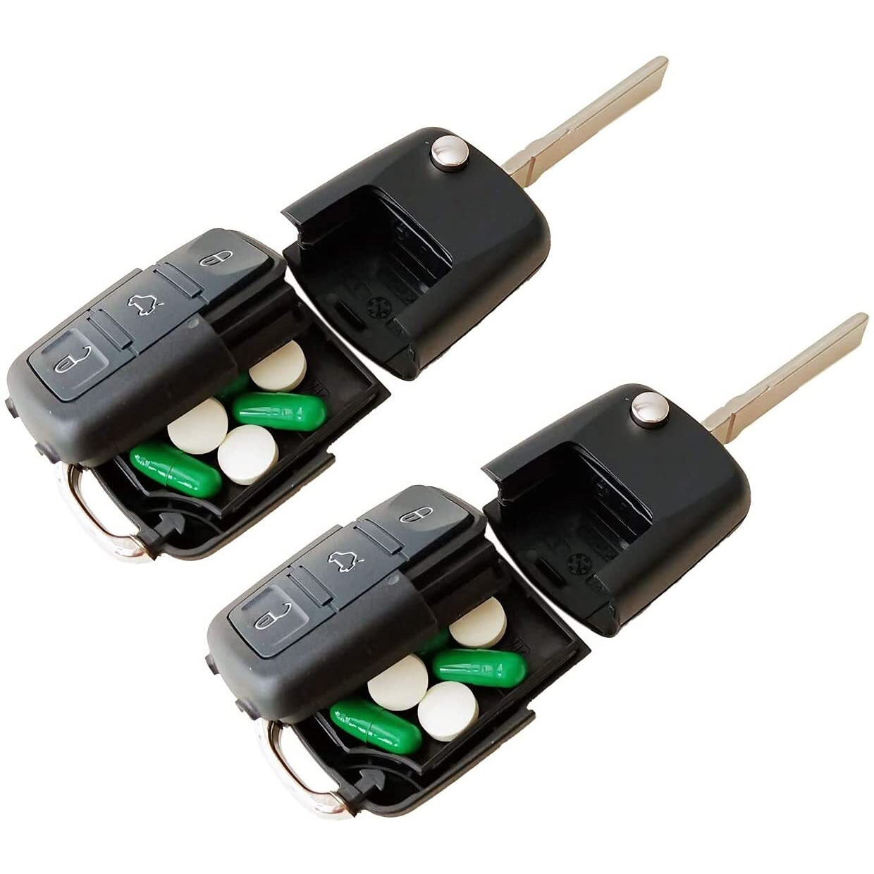 Fake Car Key Safe (2 Pack) - Ultra Realistic Keys Diversion Safe - Hidden Secret Compartment Decoy Car Key Fob - Hide And Store Money Waterproof Storage Cash Holder Container Lock