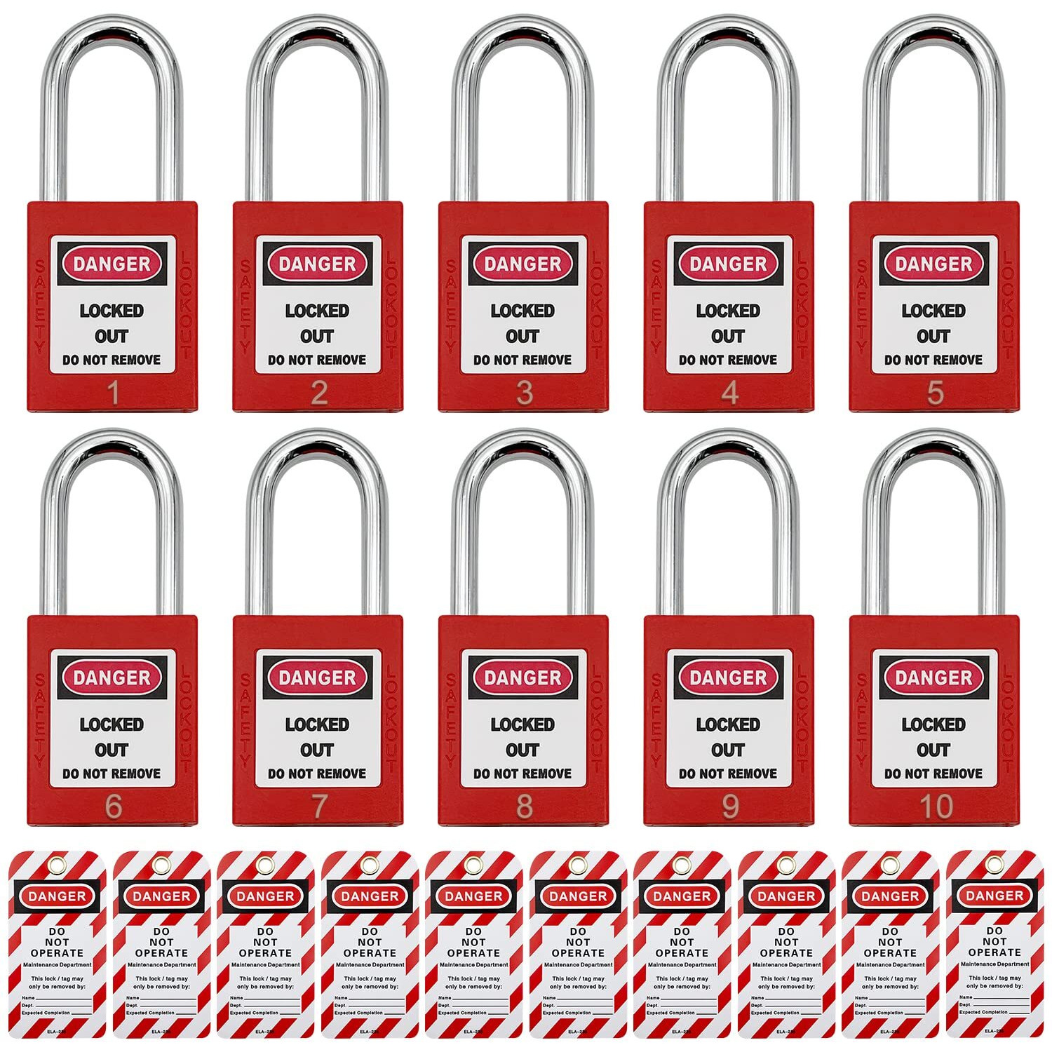Lockout Tagout Locks  Safety Padlock  Loto Locks Keyed Differently Lock Out Tag Out 10 Pcs Safety Padlocks Plastic With 10 Lockout Tagout Tags Red