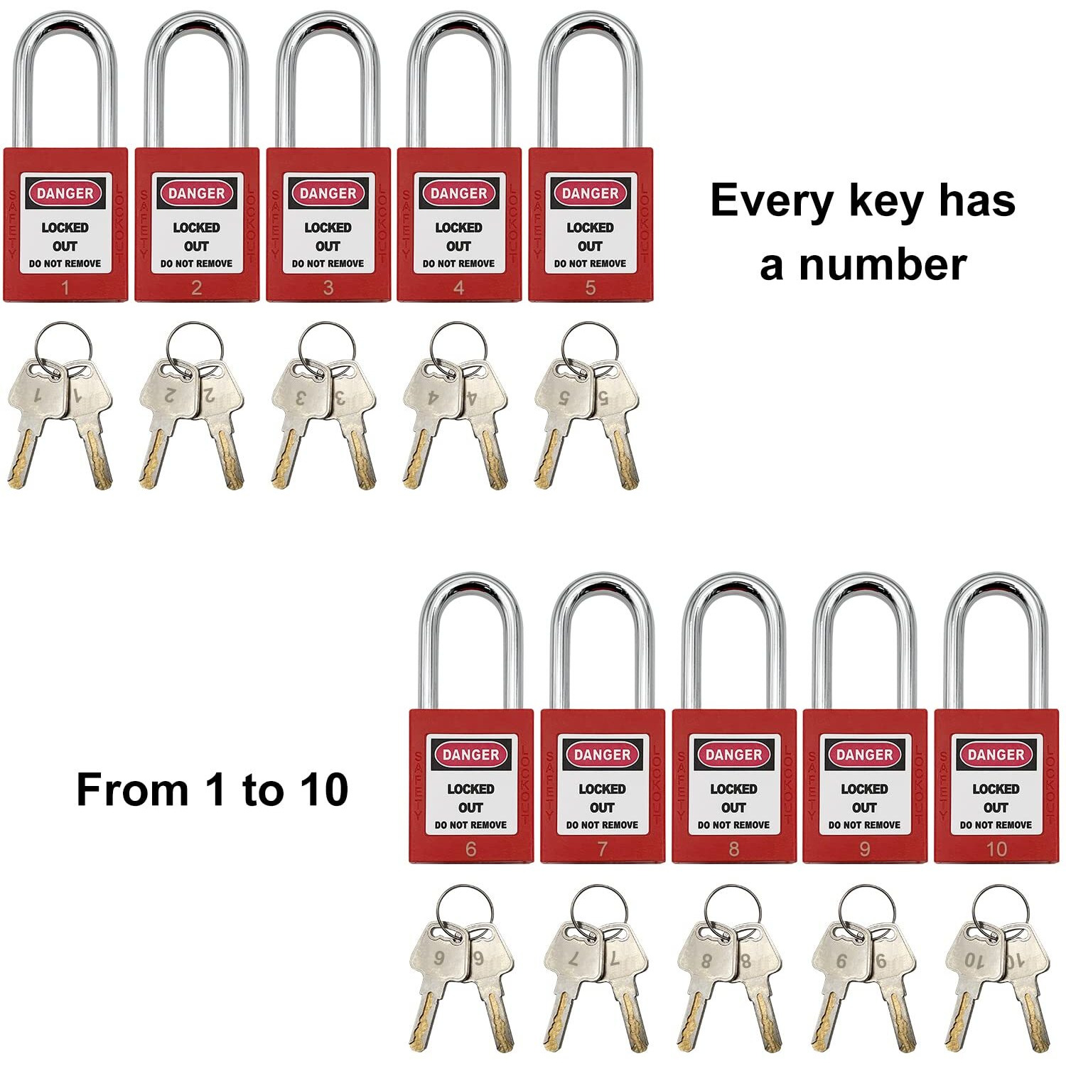 Lockout Tagout Locks  Safety Padlock  Loto Locks Keyed Differently Lock Out Tag Out 10 Pcs Safety Padlocks Plastic With 10 Lockout Tagout Tags Red