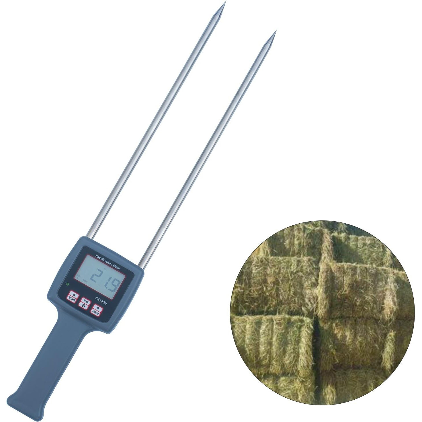 Pokiphip Tk100H Portable Hay Moisture Meter - Precise Hay Moisture Tester With Probe For Monitoring And Ensuring Optimal Hay Quality  Preventing Mold And Spoilage