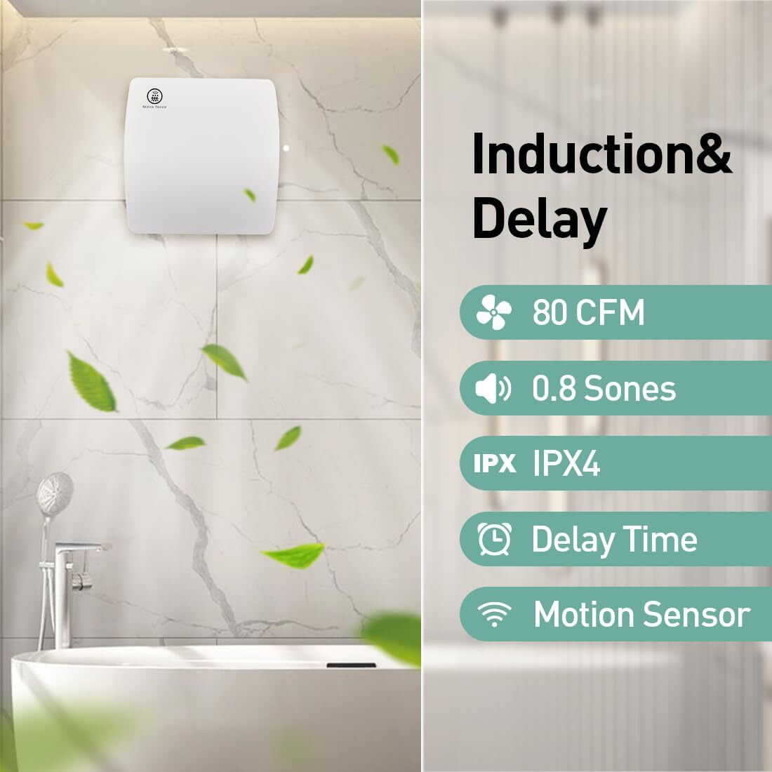 Hehou Bathroom Exhaust Automatic Fan For Wall And Window Quiet 4 In Bathroom Motion Sensor And Delay Time Exhaust Fan With O Ring White 80 Cfm Vent Fan